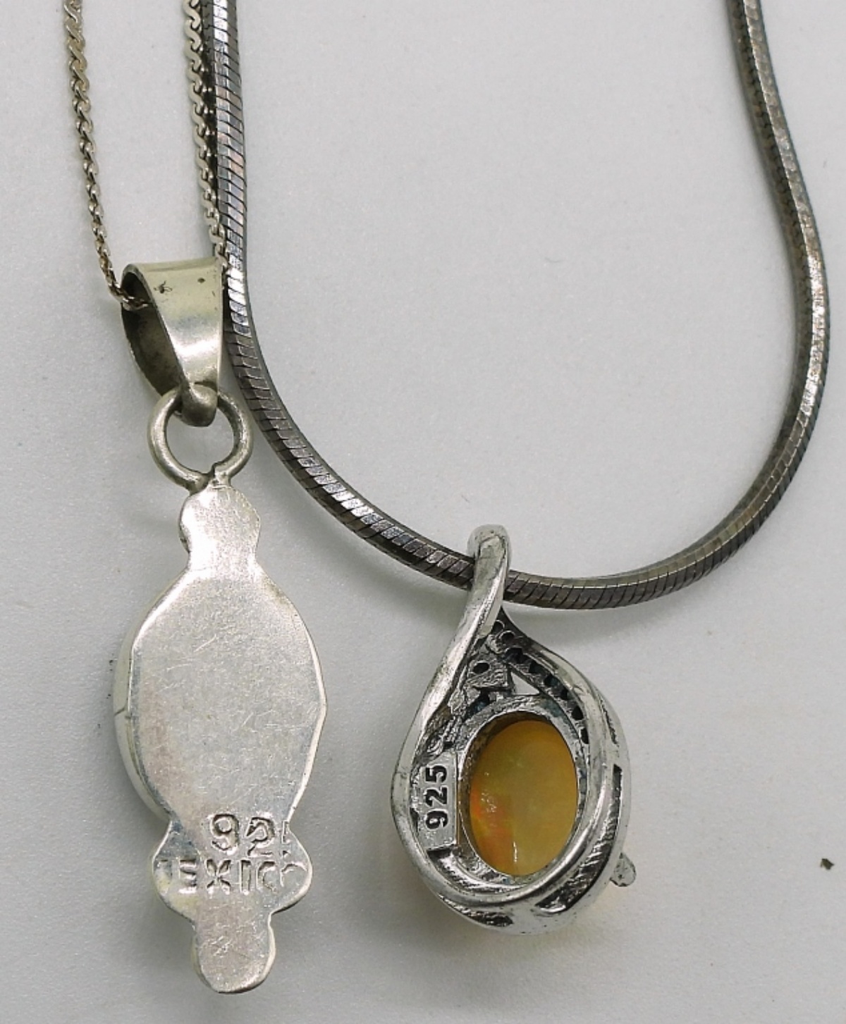 Three Sterling Opal & Mother of Pearl Necklaces