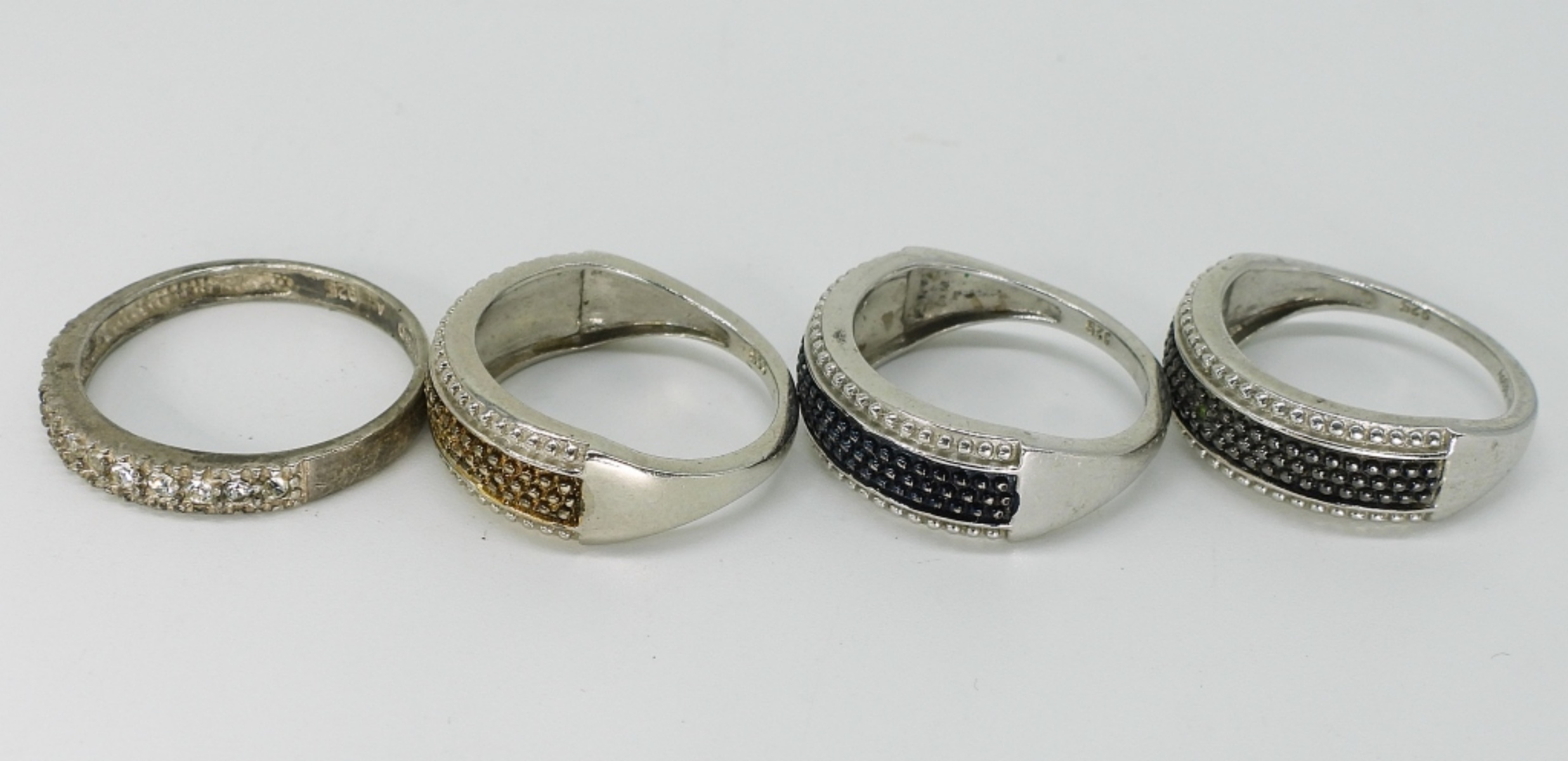 Sterling Cross Necklaces & Four Rings