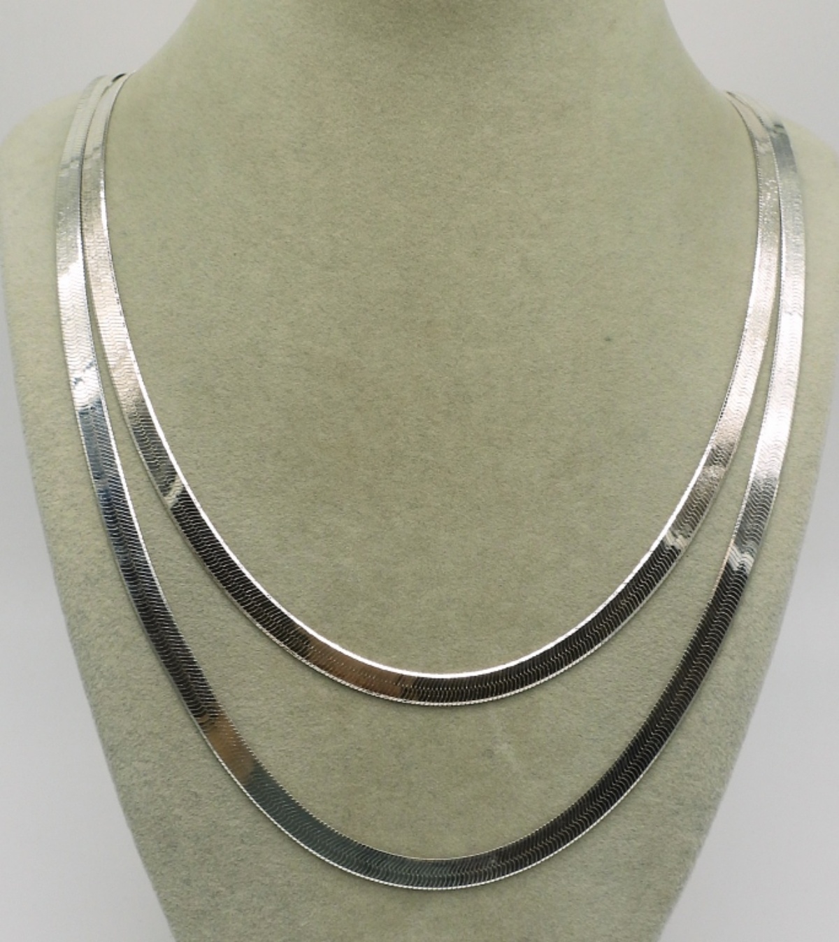 Two Sterling Herringbone Chains