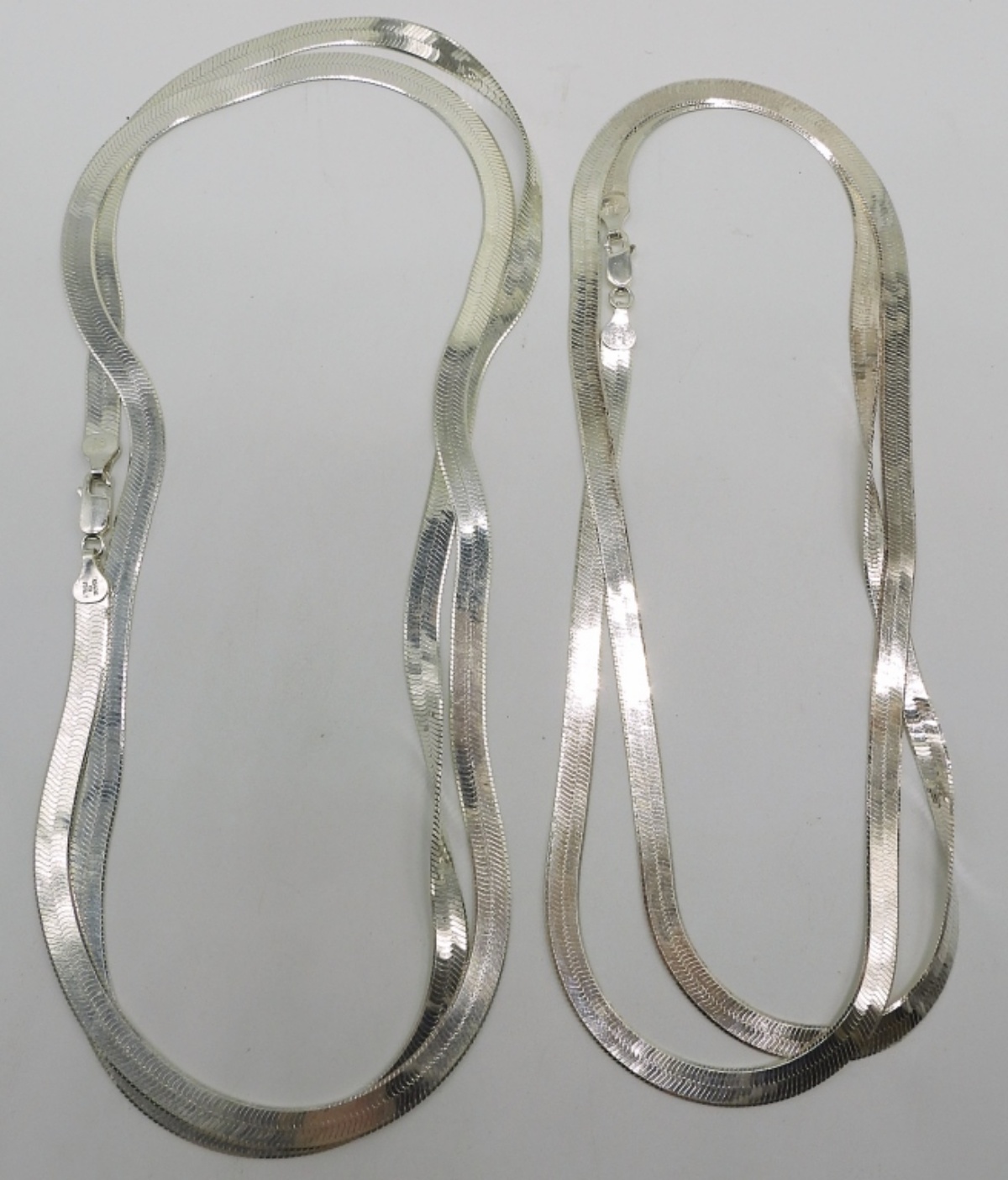 Two Sterling Herringbone Chains