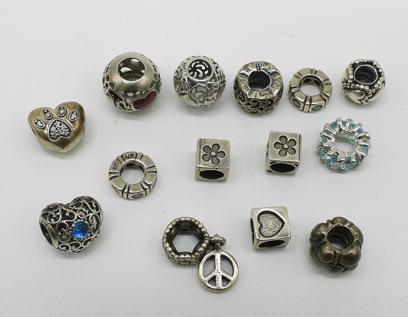 14 Sterling Charm Bracelet Beads