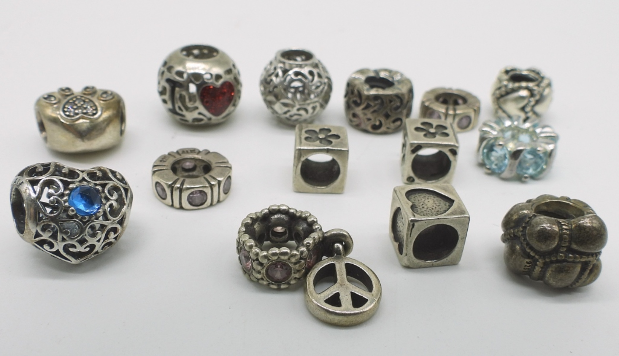 14 Sterling Charm Bracelet Beads