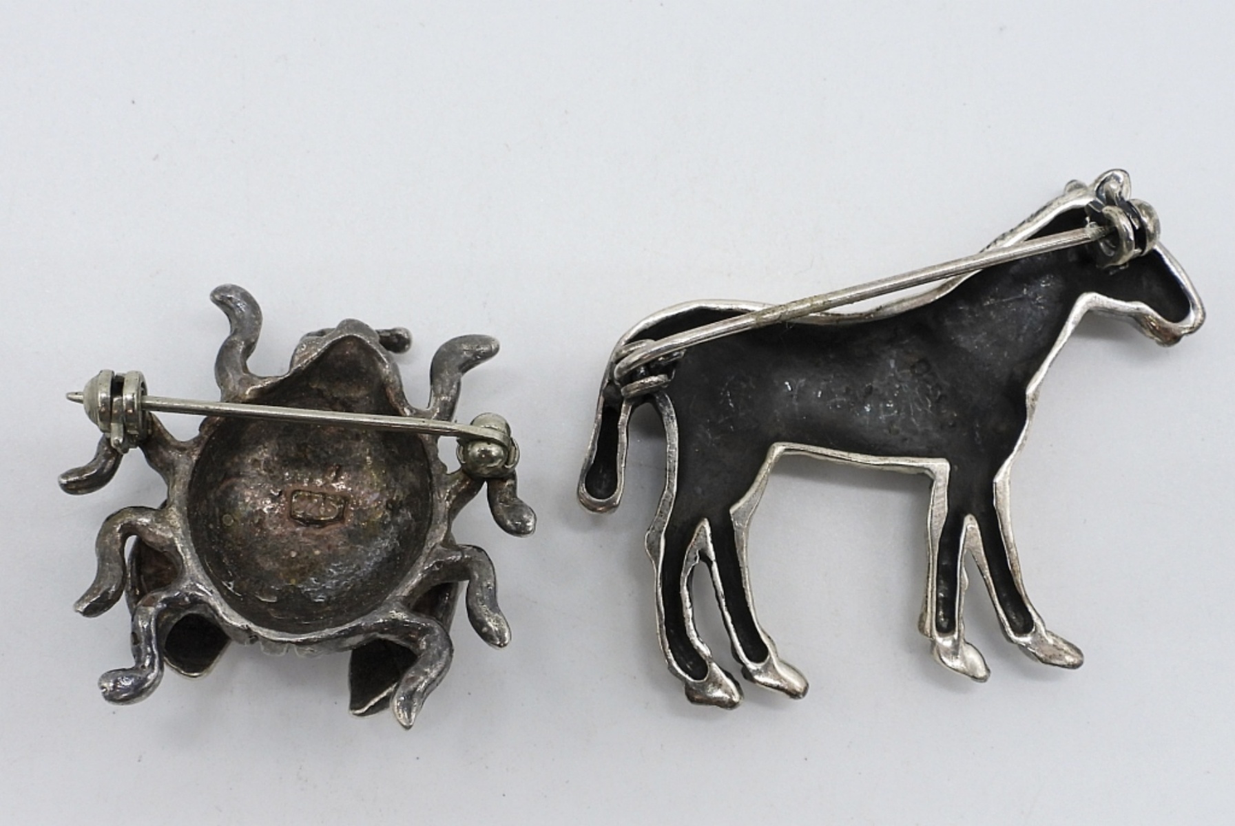 Sterling Ladybug & Horse Brooches
