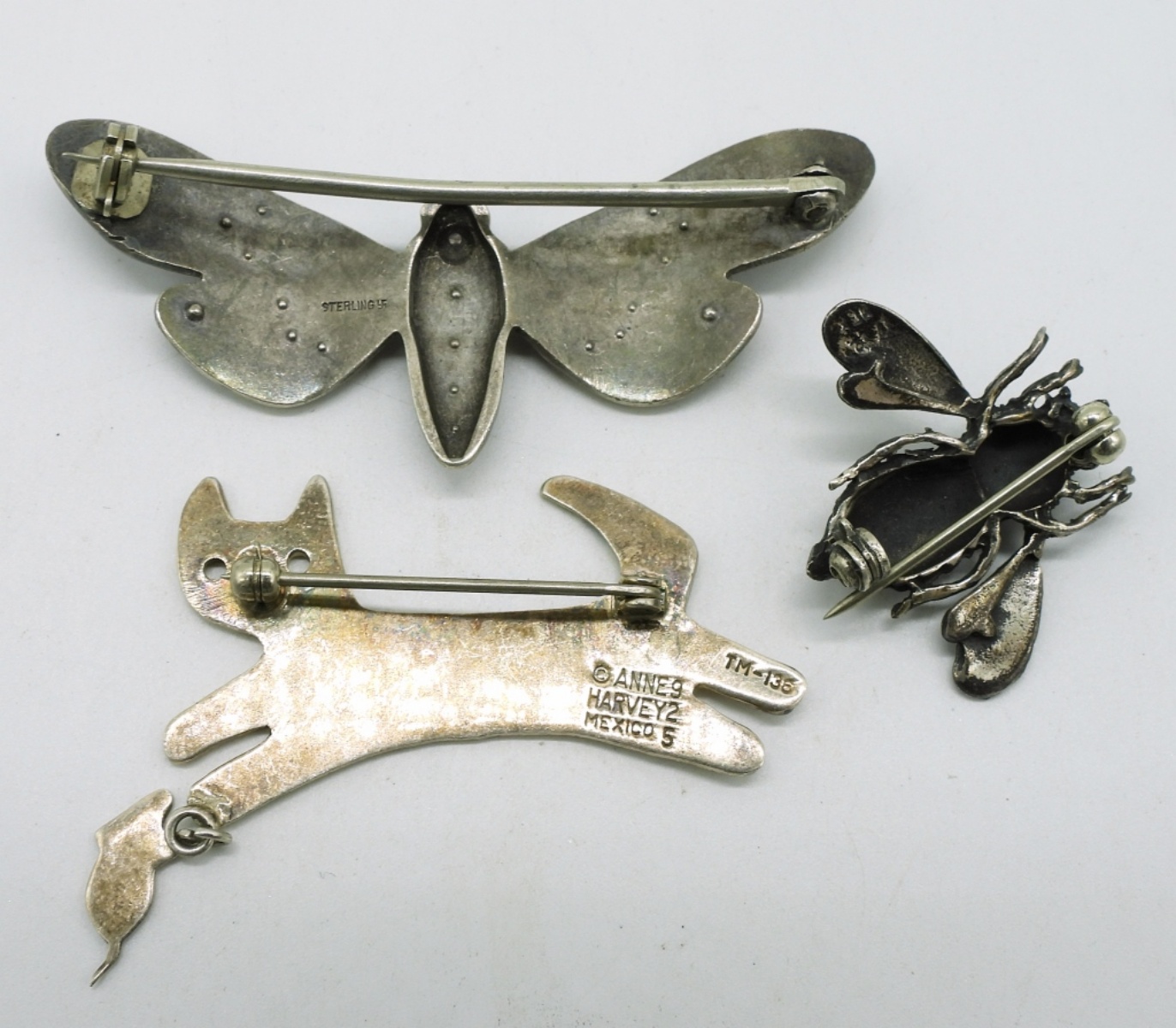 3 Sterling Animal Brooches