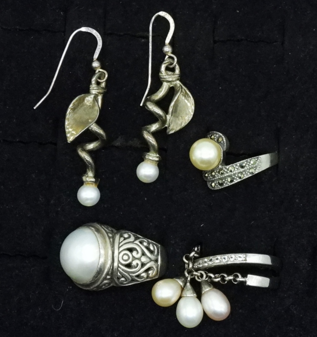Pearl Rings & Pierced Earrings - Sterling