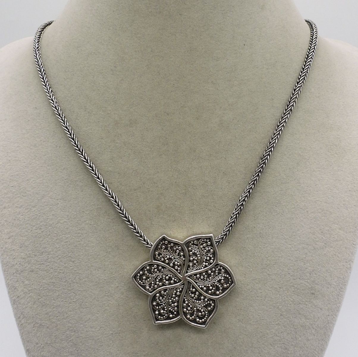 Lois Hill Sterling Flower Necklace