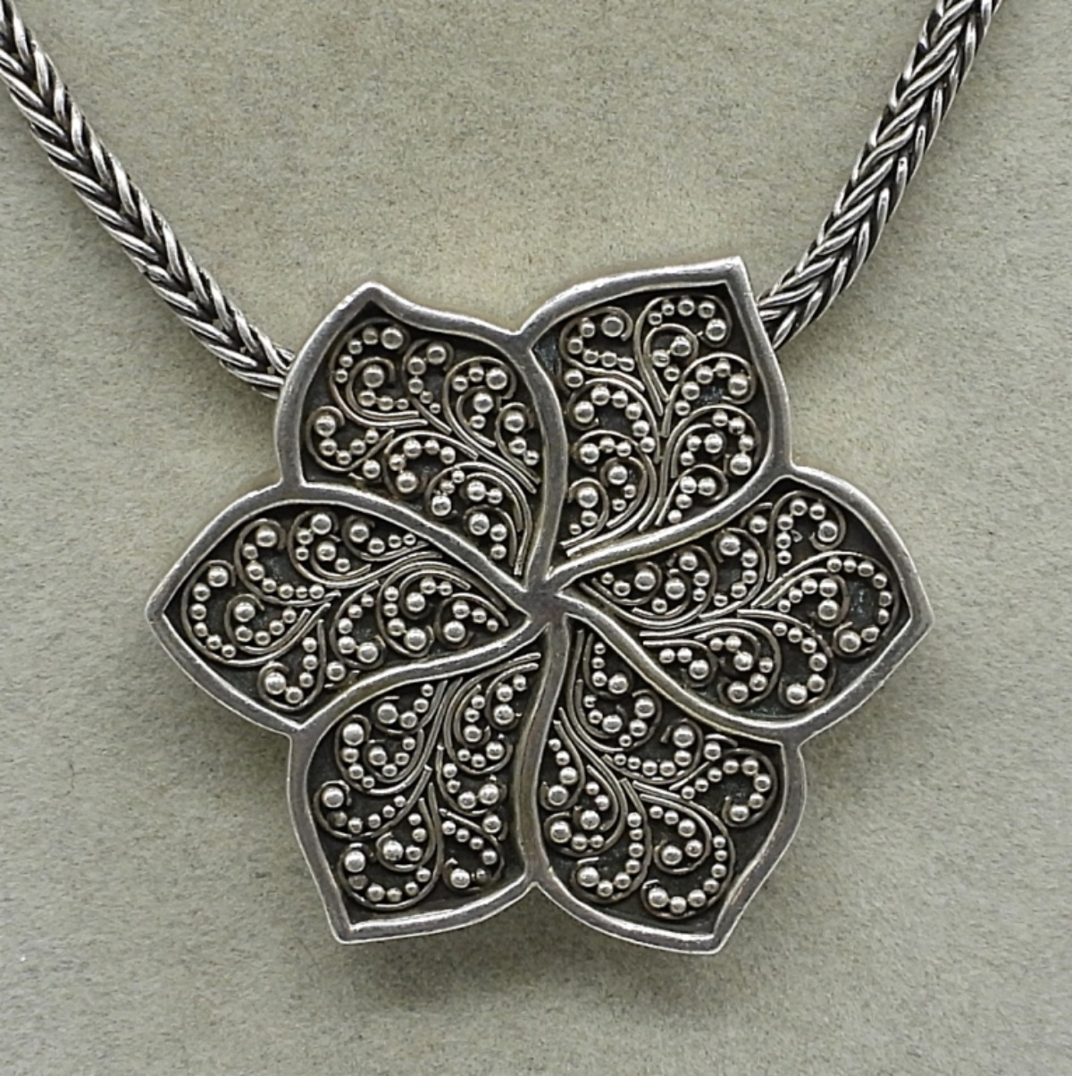 Lois Hill Sterling Flower Necklace