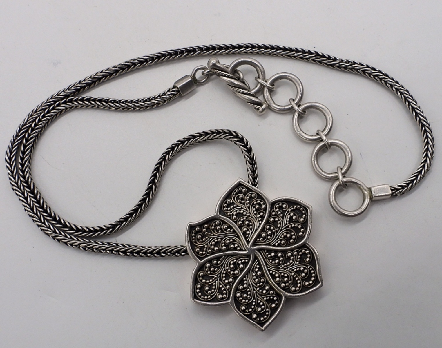 Lois Hill Sterling Flower Necklace