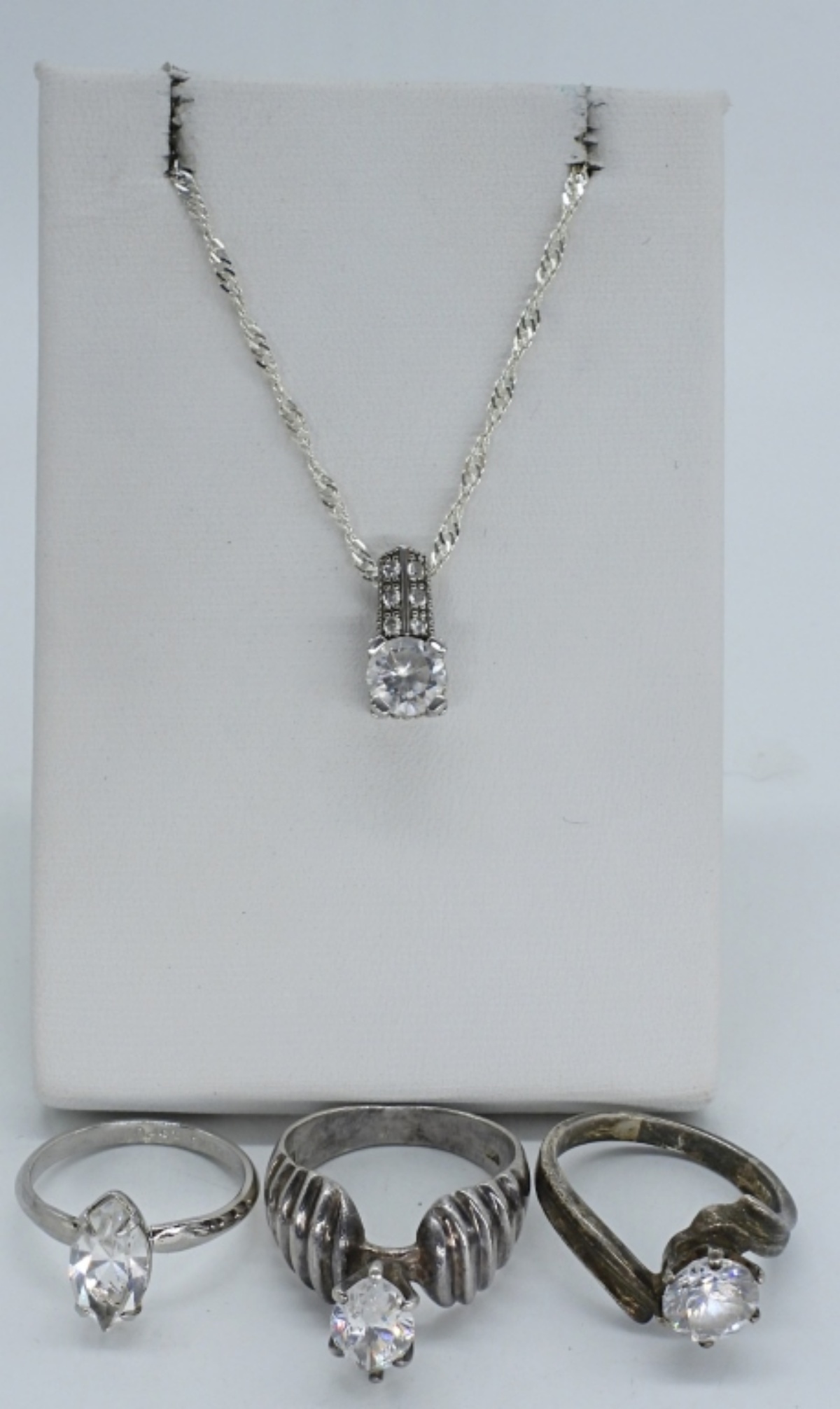 Simulated Diamond 925 Rings & Necklace