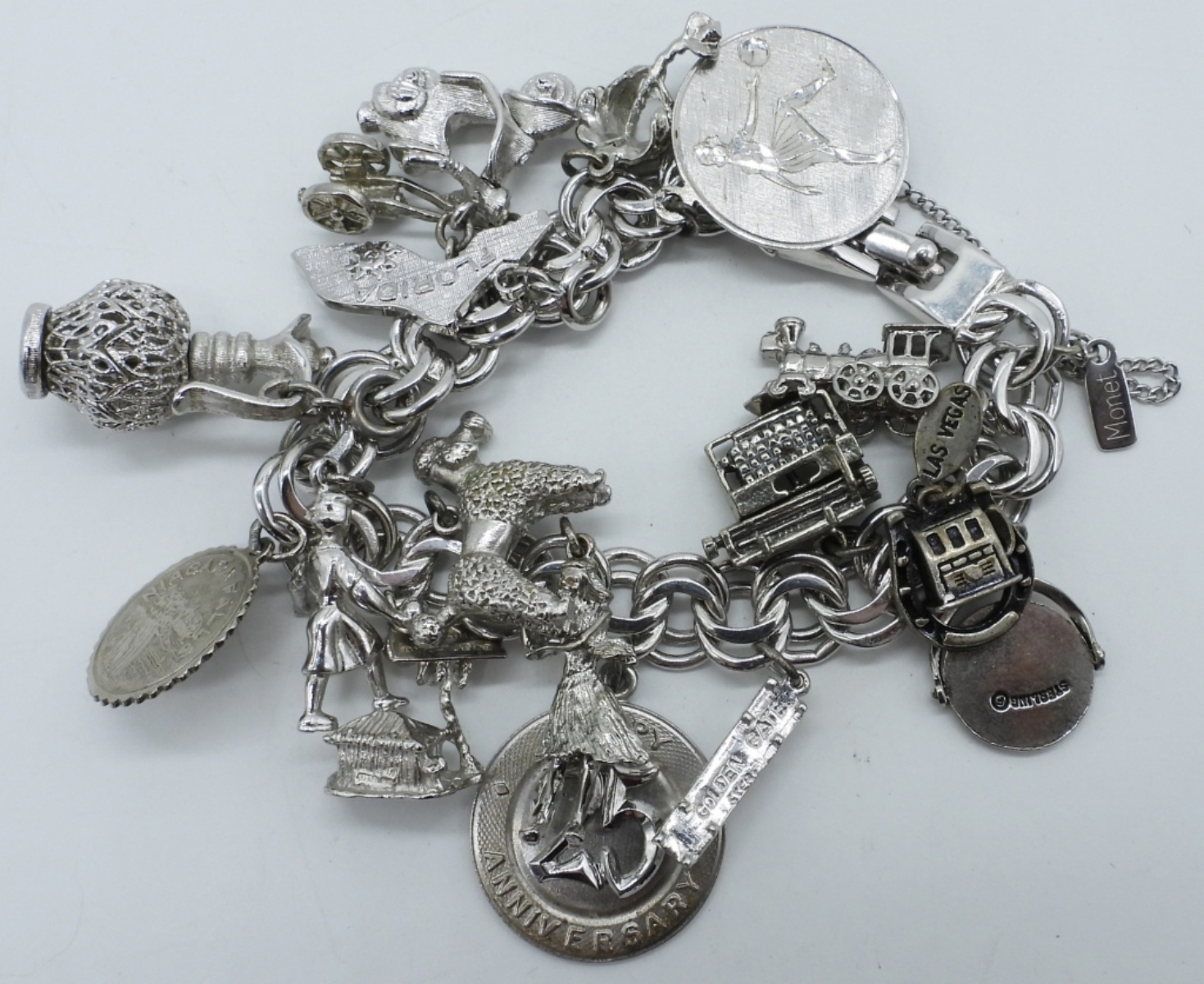 Vintage Sterling Charm Bracelet - 17 Charms
