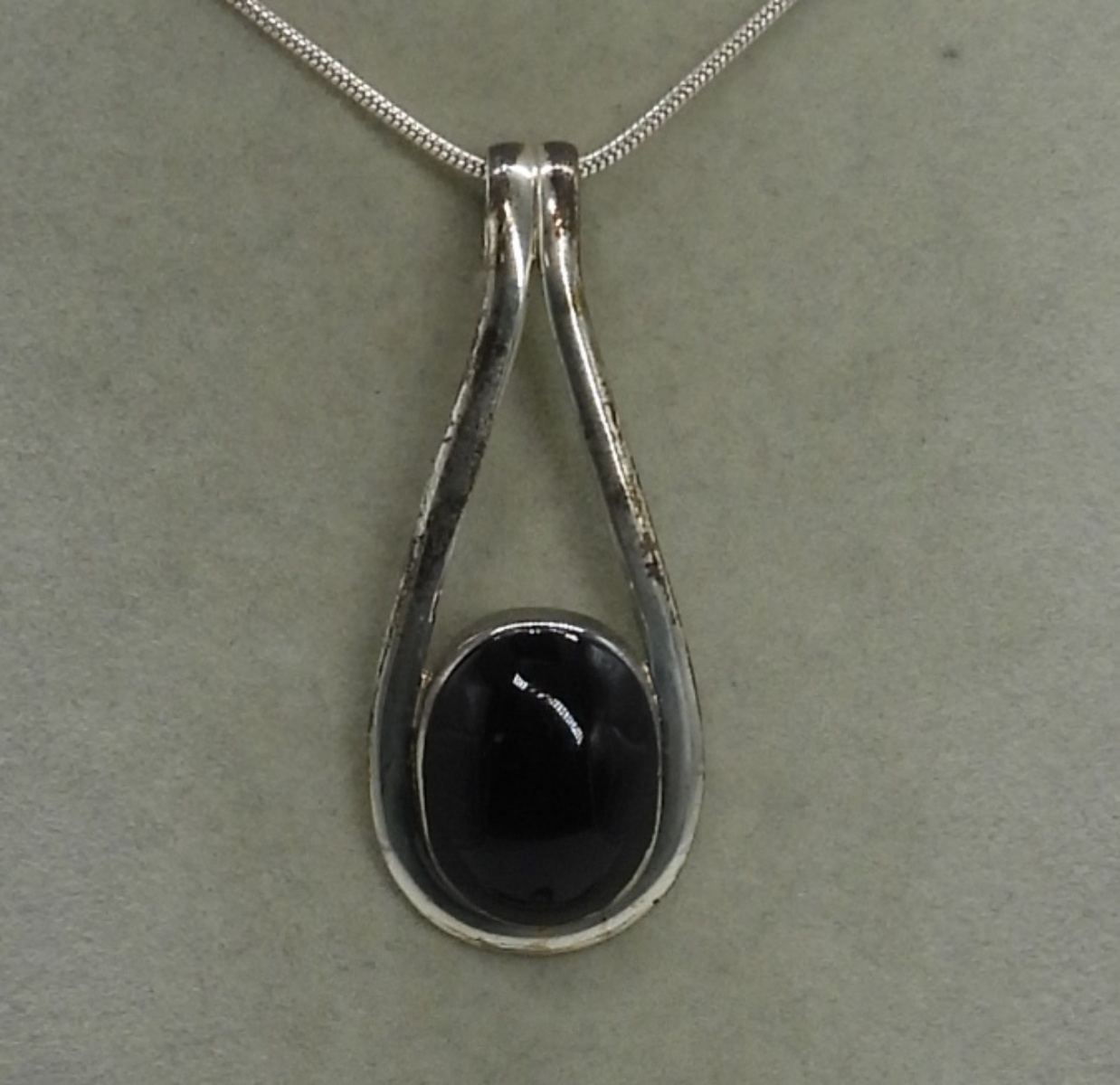 Black Onyx Sterling Necklace, Ring Set