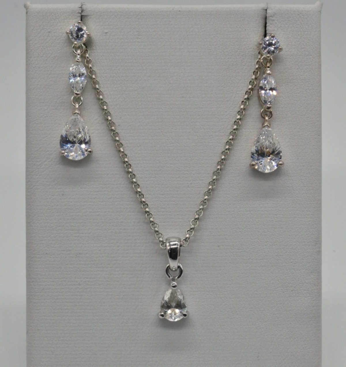 Matching Sterling Faux Diamond Necklace Set