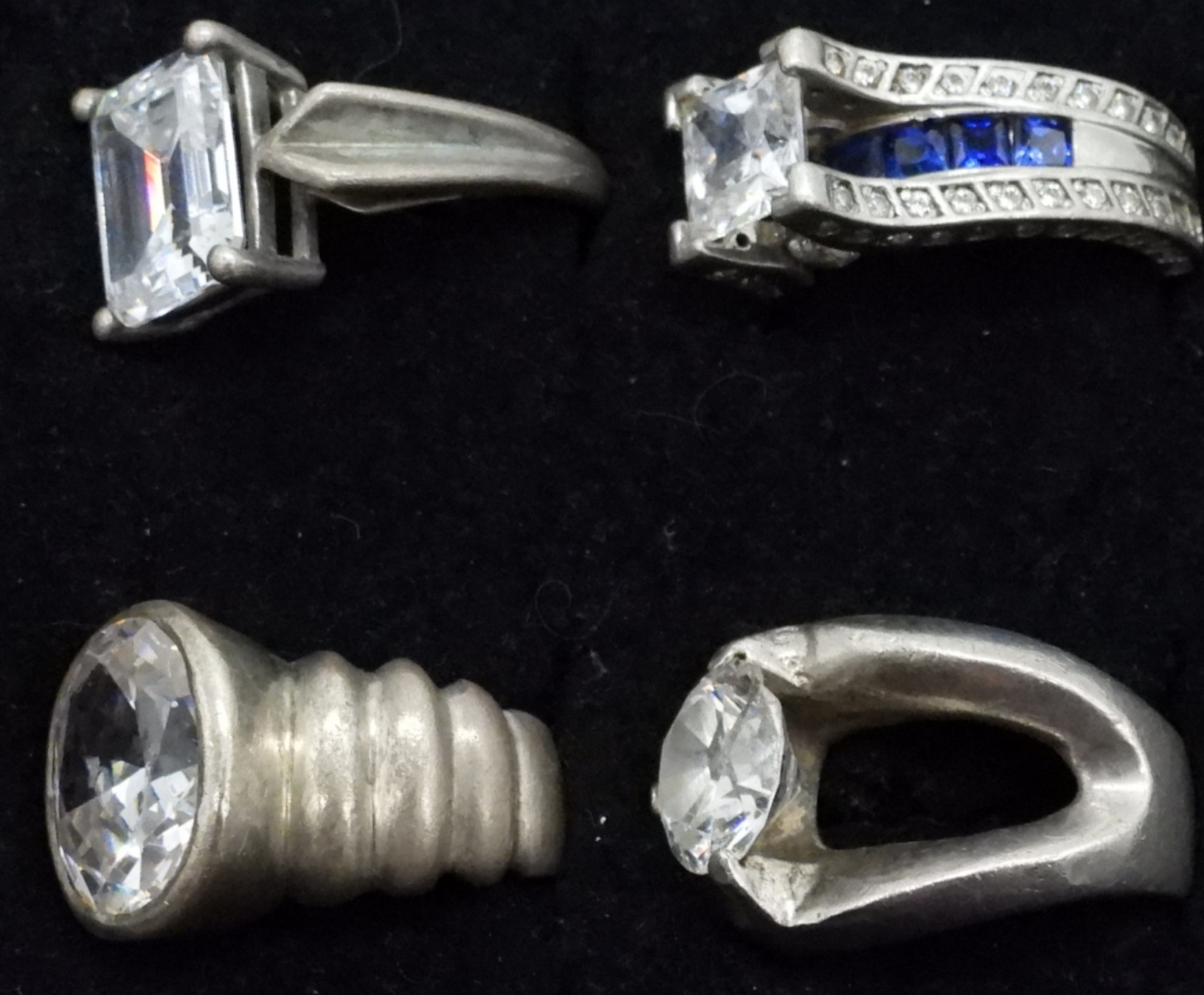 Four Simulated Diamond Sterling Rings