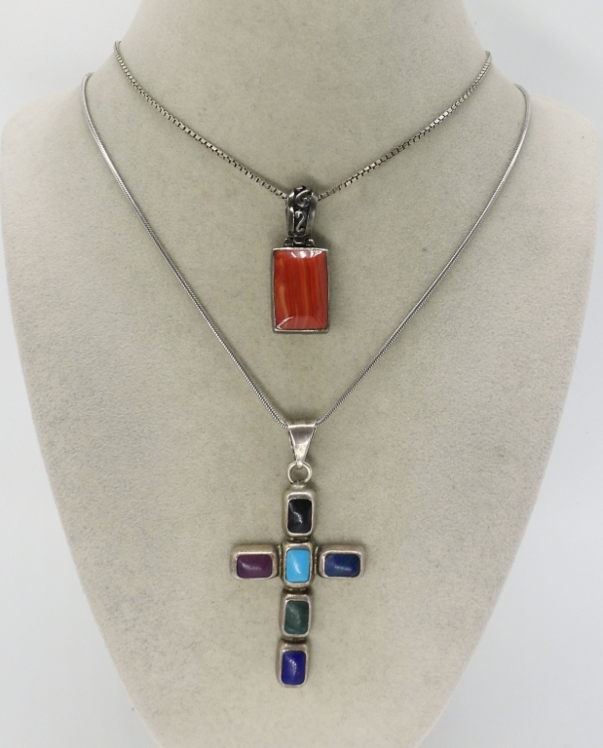 2 Southwest Style 925 Spiney Oyster Necklaces