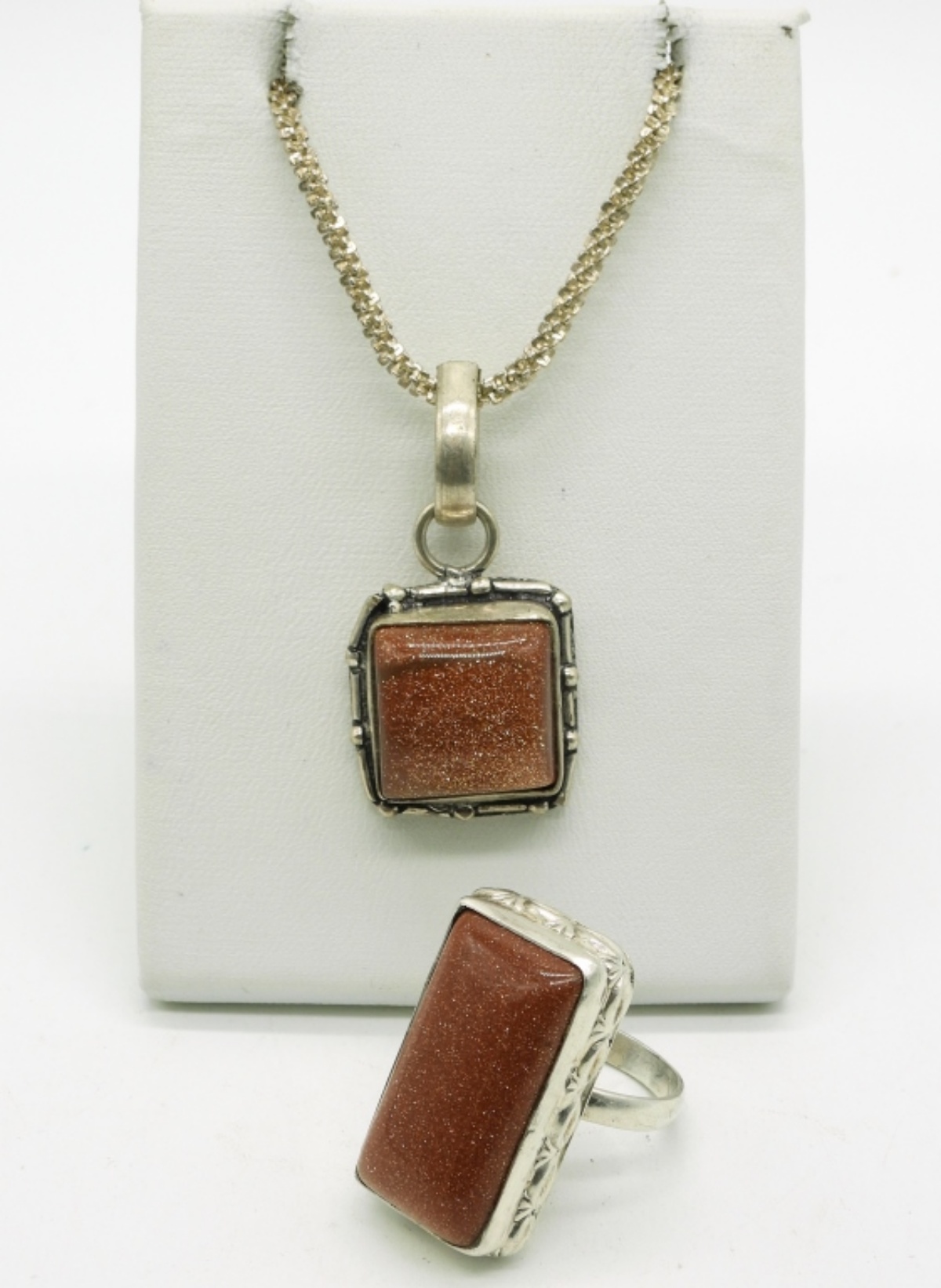 Goldstone 925 Necklace & Ring
