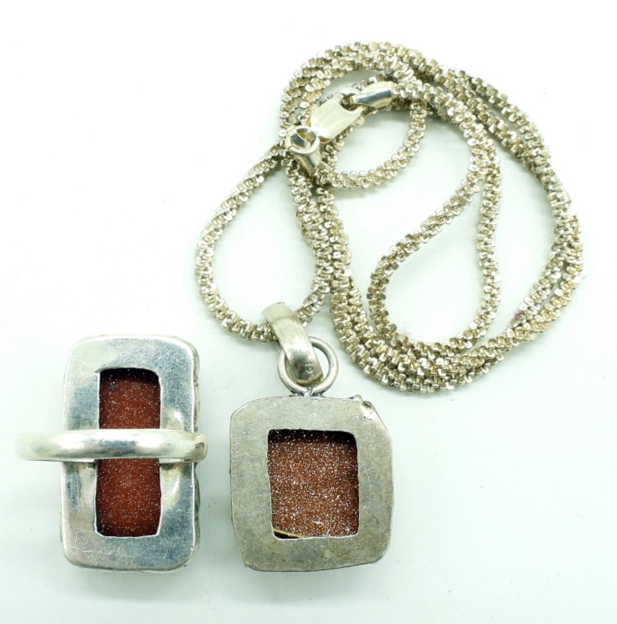Goldstone 925 Necklace & Ring