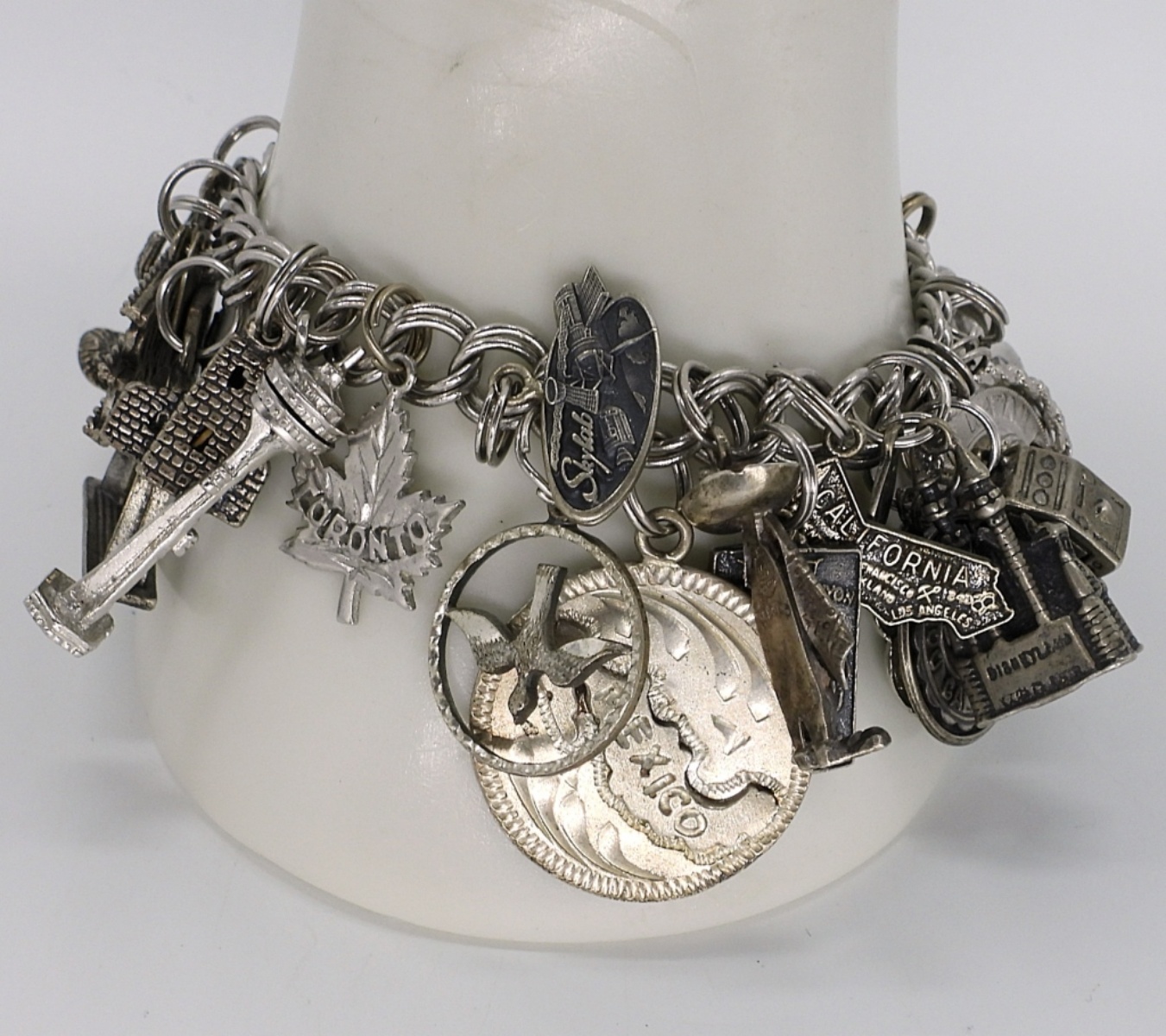 Vintage Sterling Charm Bracelet - 24 Charms