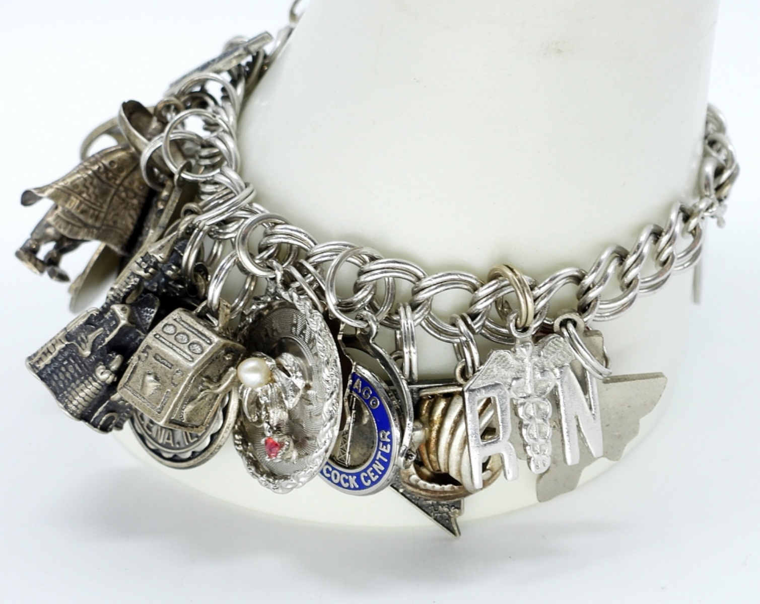 Vintage Sterling Charm Bracelet - 24 Charms