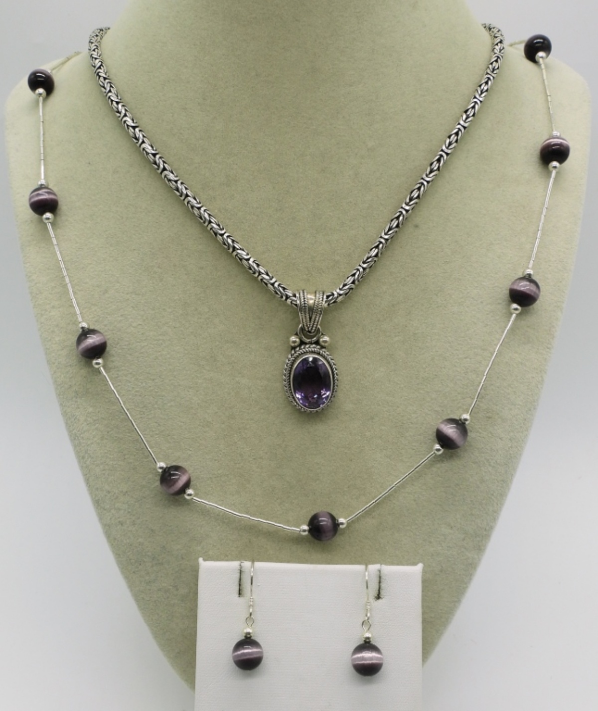 Amethyst, Cats Eye, Liquid Sterling Jewelry
