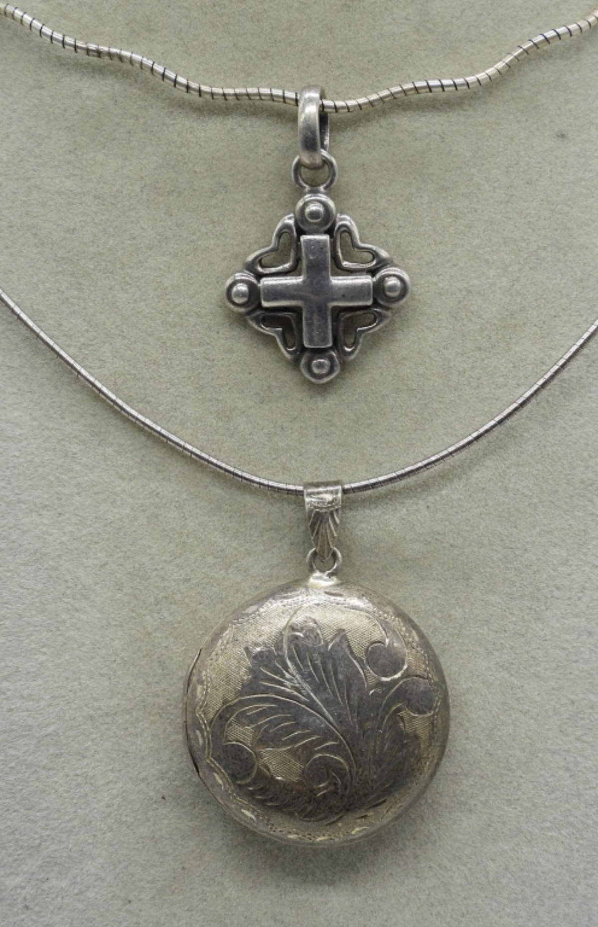 Vintage 925 Locket & Cross Necklace