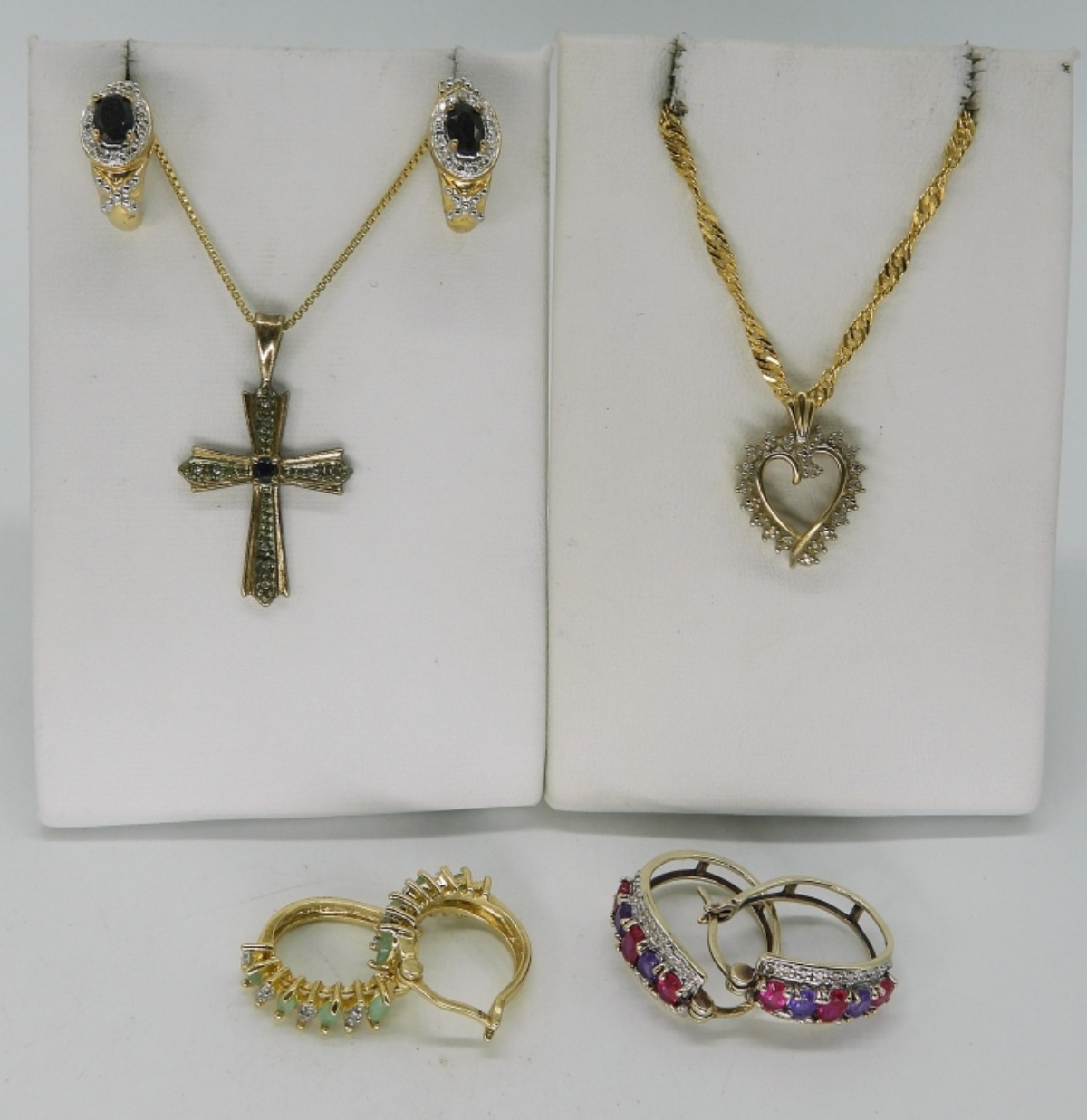 Gold Tone 925, Sapphire & Jade Jewelry