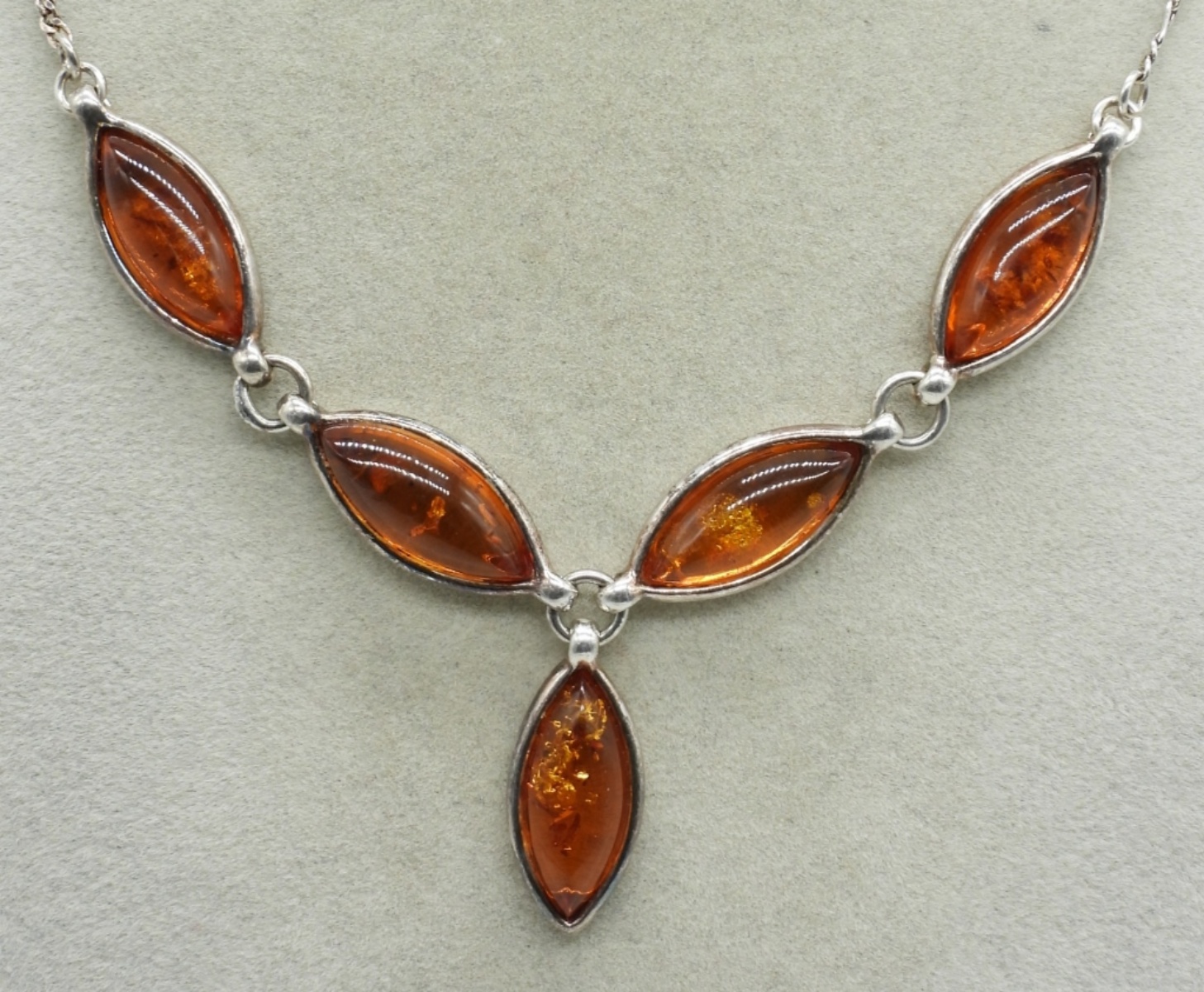 3 Piece Sterling Amber Gemstone Set