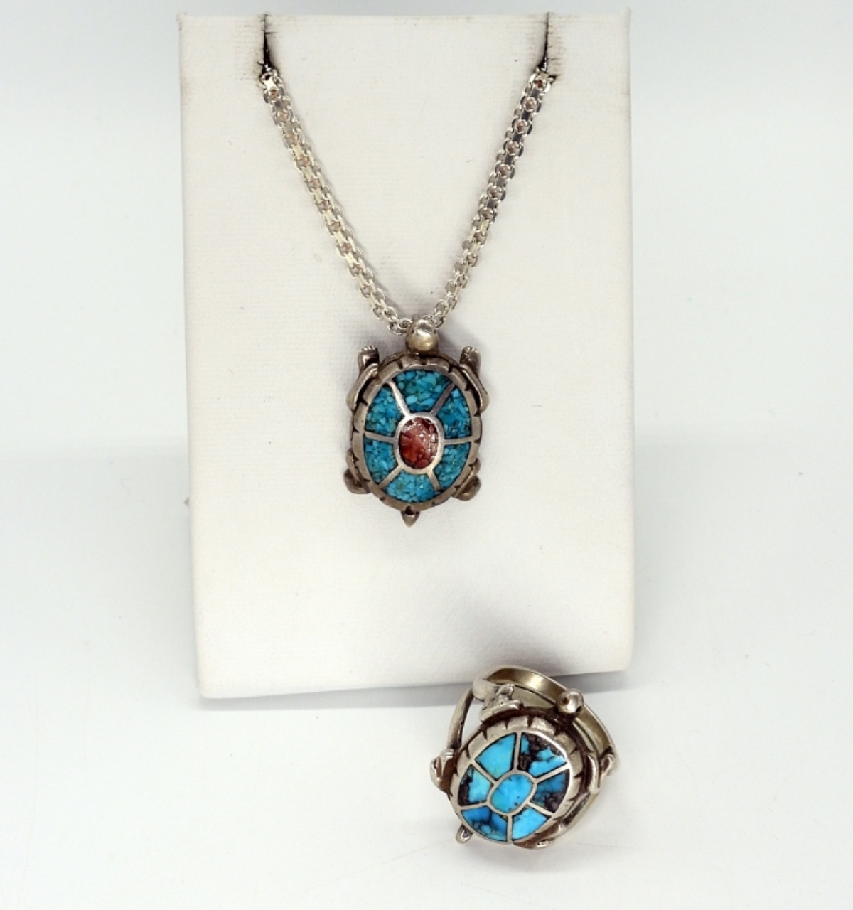 Turquoise Turtles, Sterling Ring & Necklace
