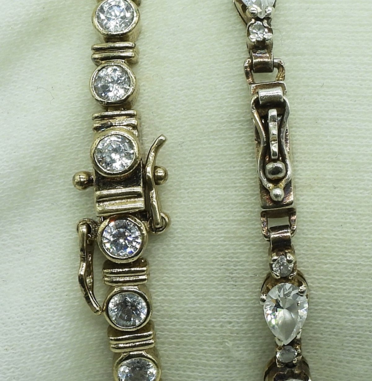 2 Gold Tone Sterling Tennis Bracelets