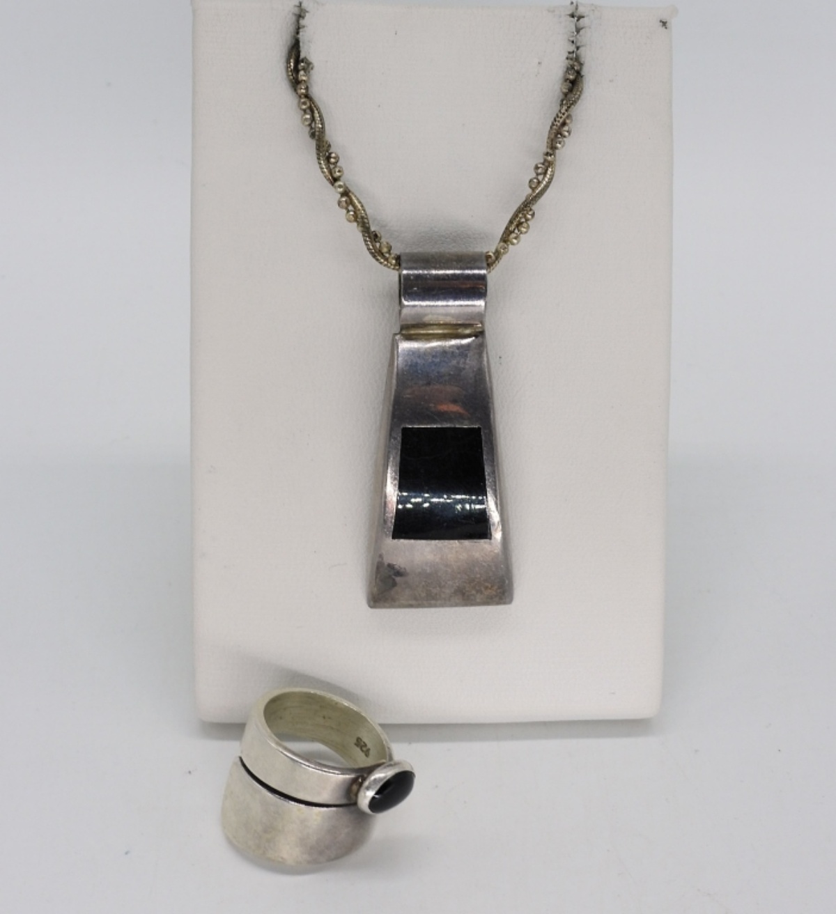 Taxco 925 Black Onyx Necklace & Ring