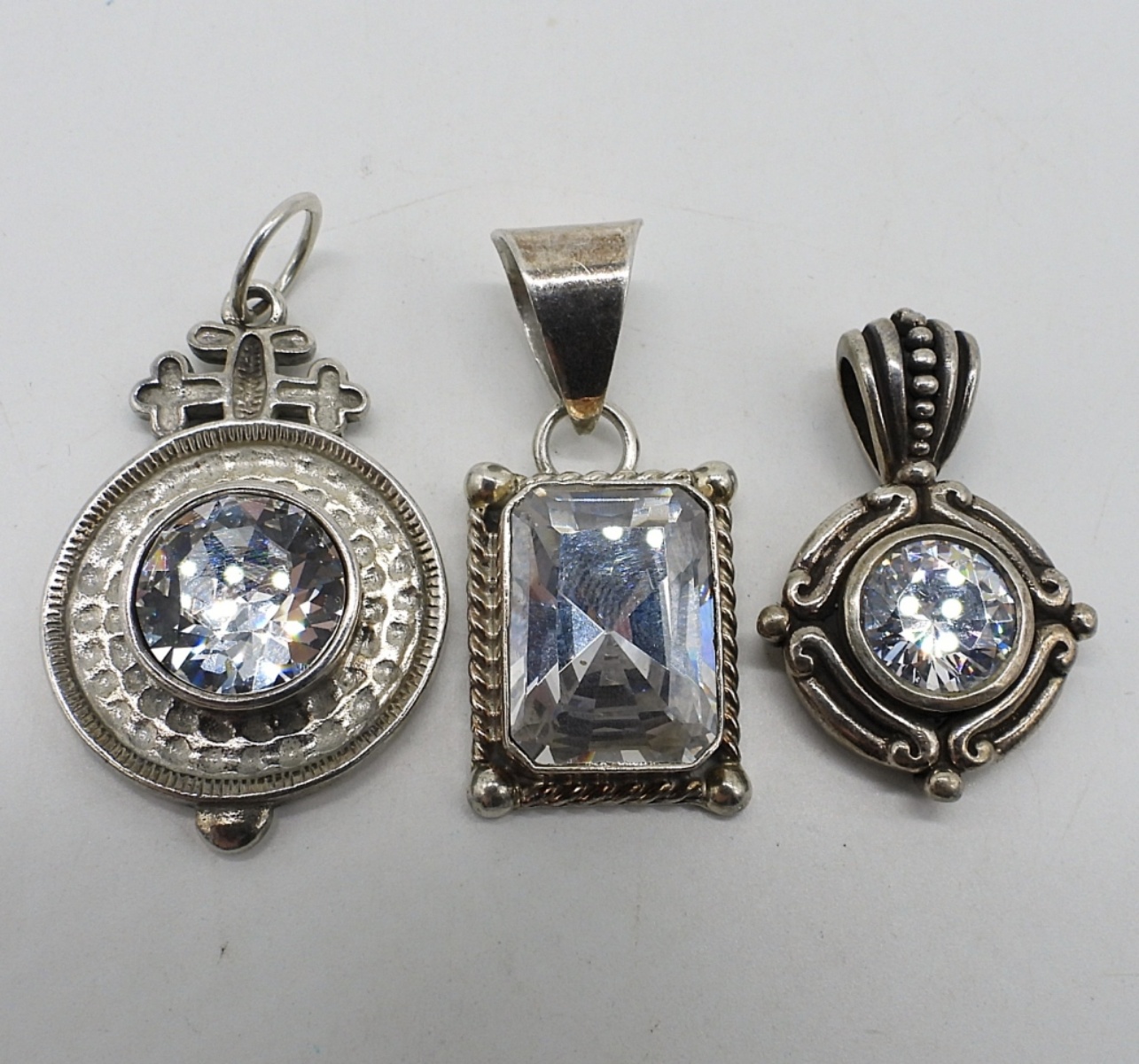 3 Gemstone Sterling Pendants