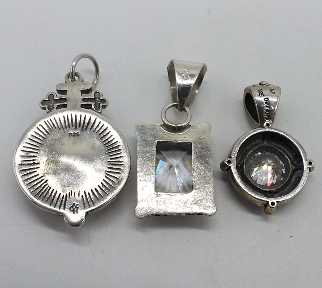 3 Gemstone Sterling Pendants