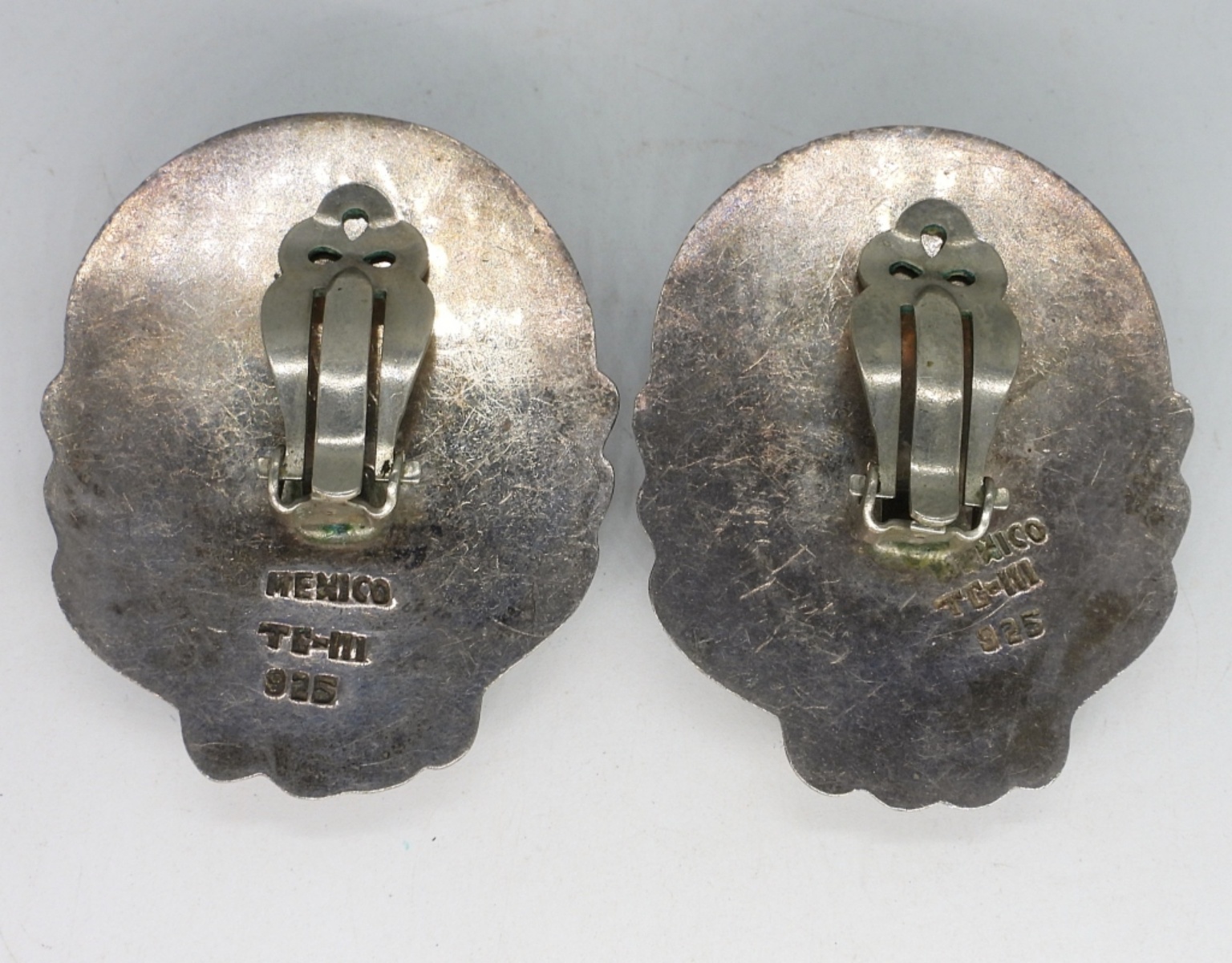 Taxco Sterling Black Onyx Clip Ons