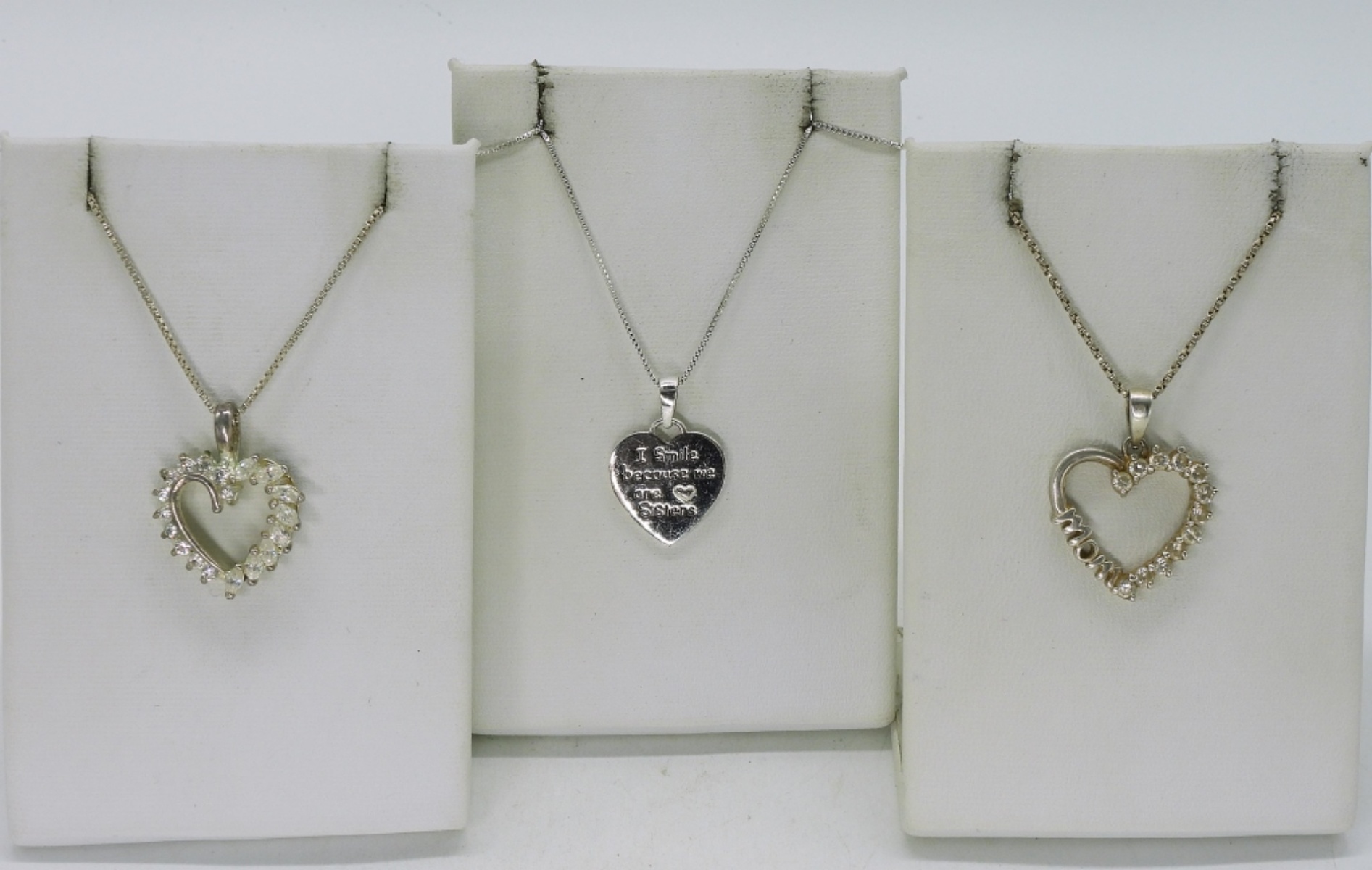 Five Sterling Heart Shaped Necklaces
