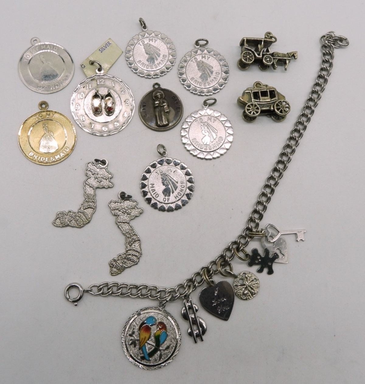 Vintage Sterling Charm Bracelet & Charms