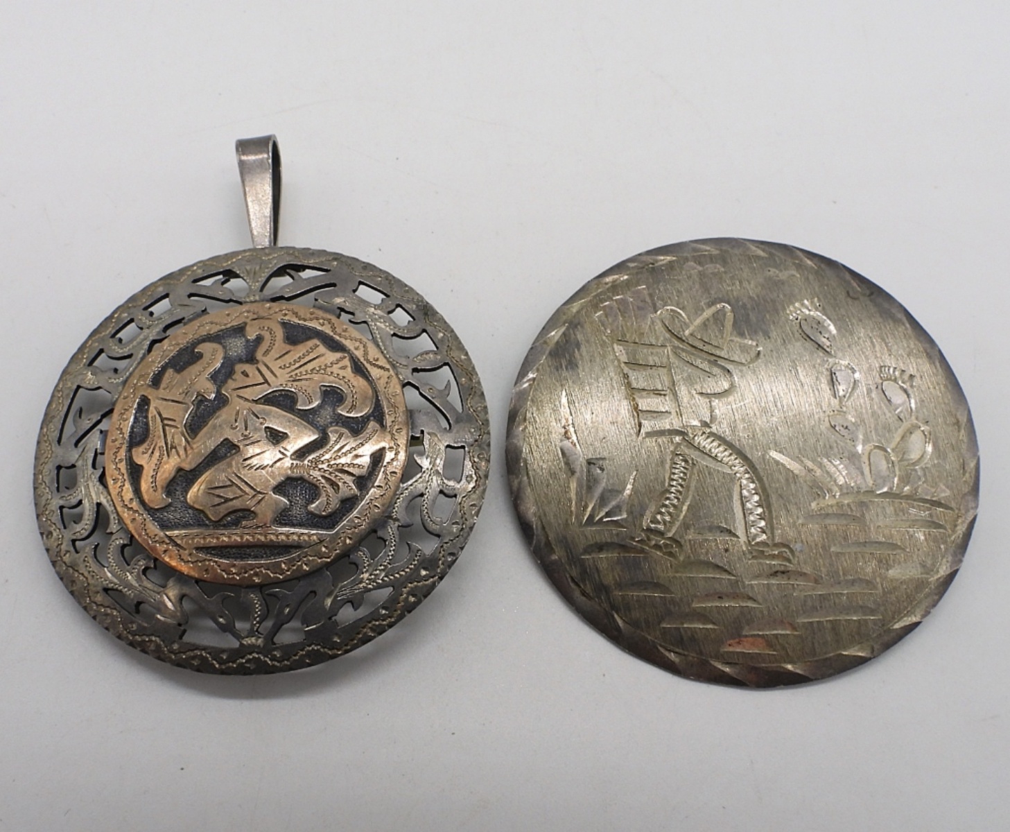 Two Vintage 925 & 900 Brooch / Pendants