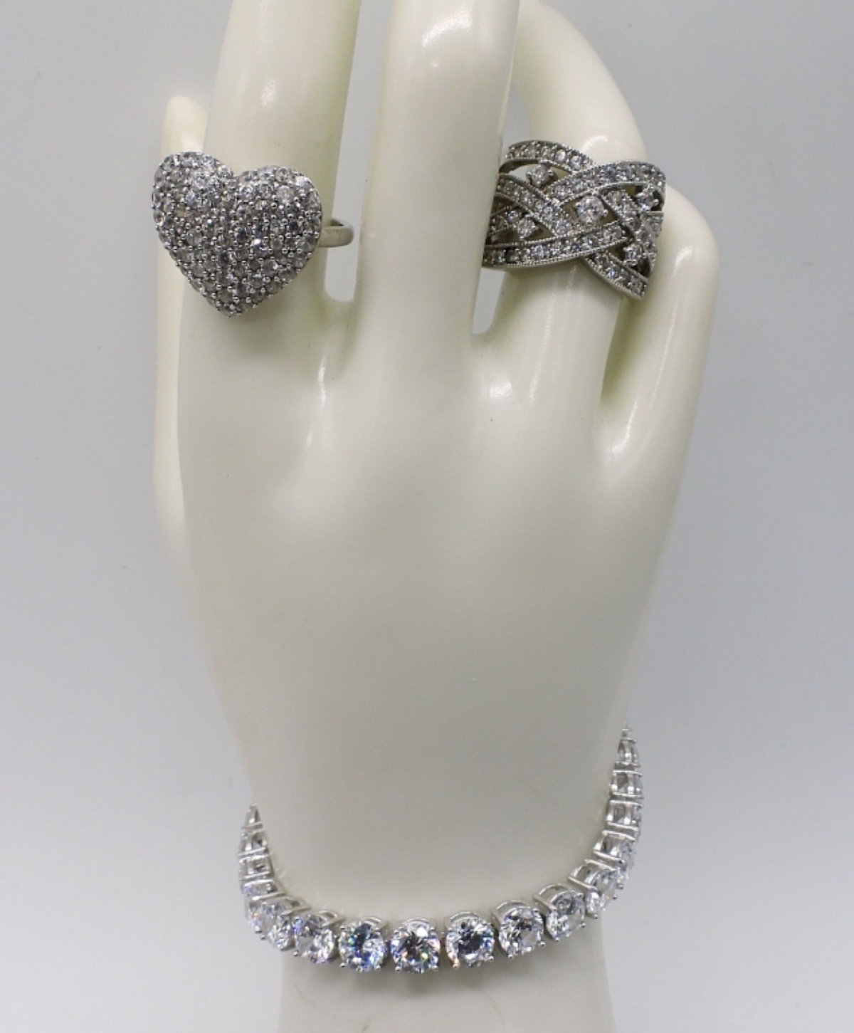 Simulated Diamond 925 Rings & Bracelet
