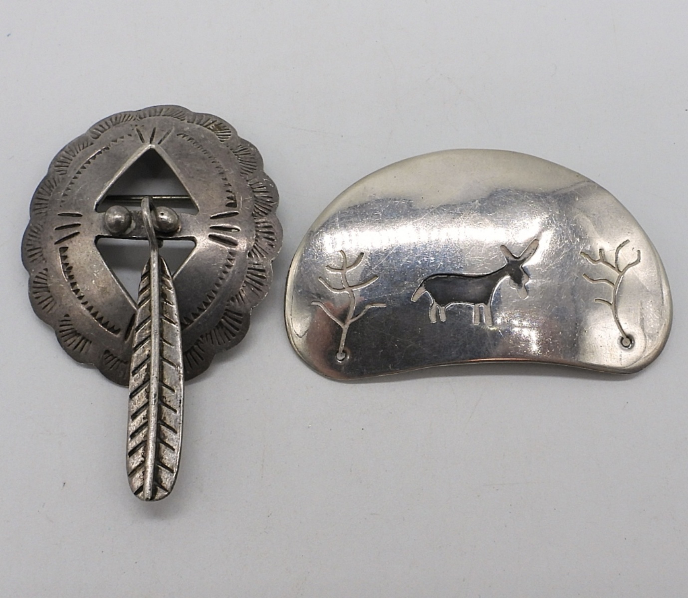 2 Cute Mexico Sterling Brooches