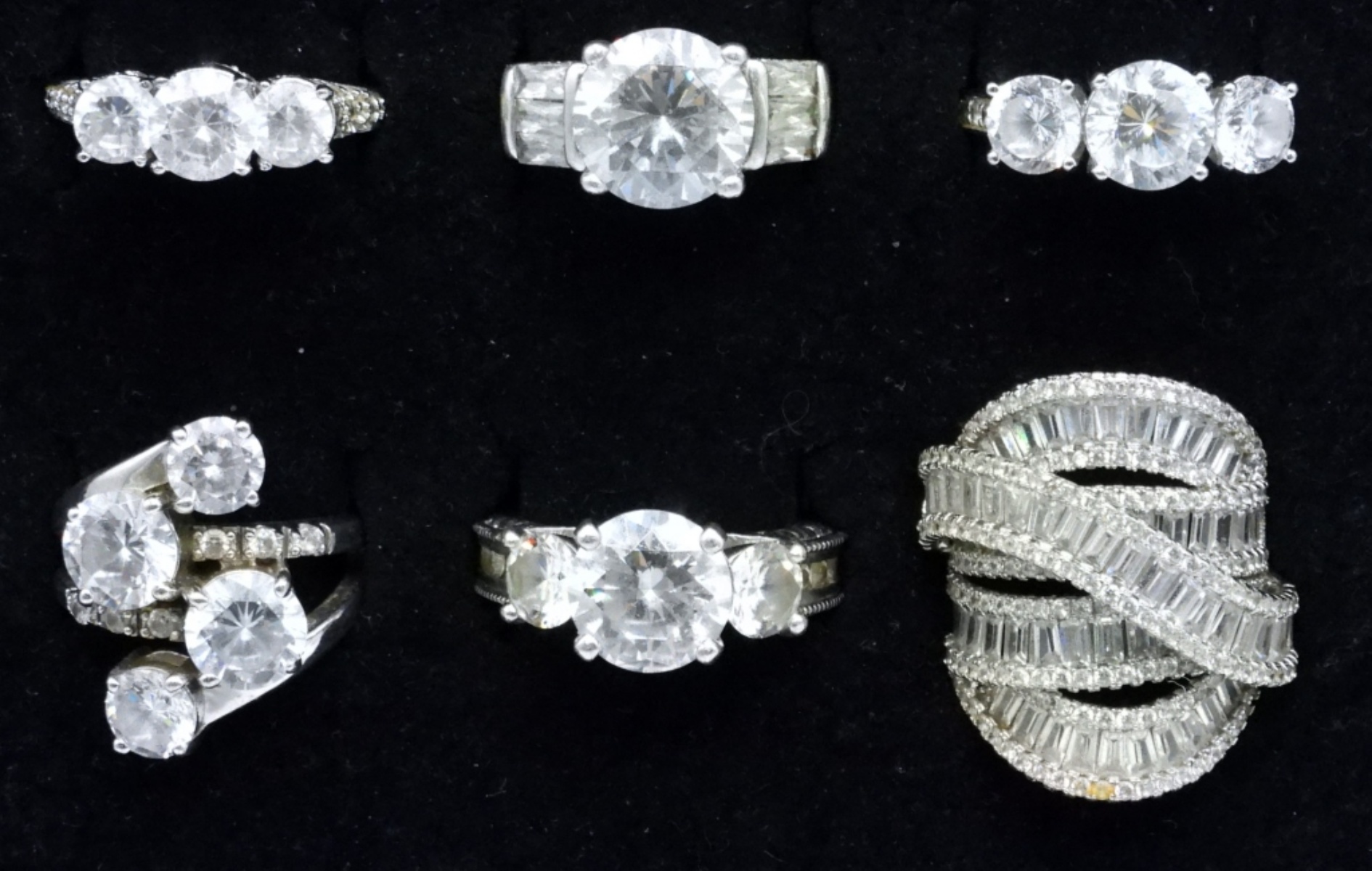 6 Sterling Bridal Style Rings