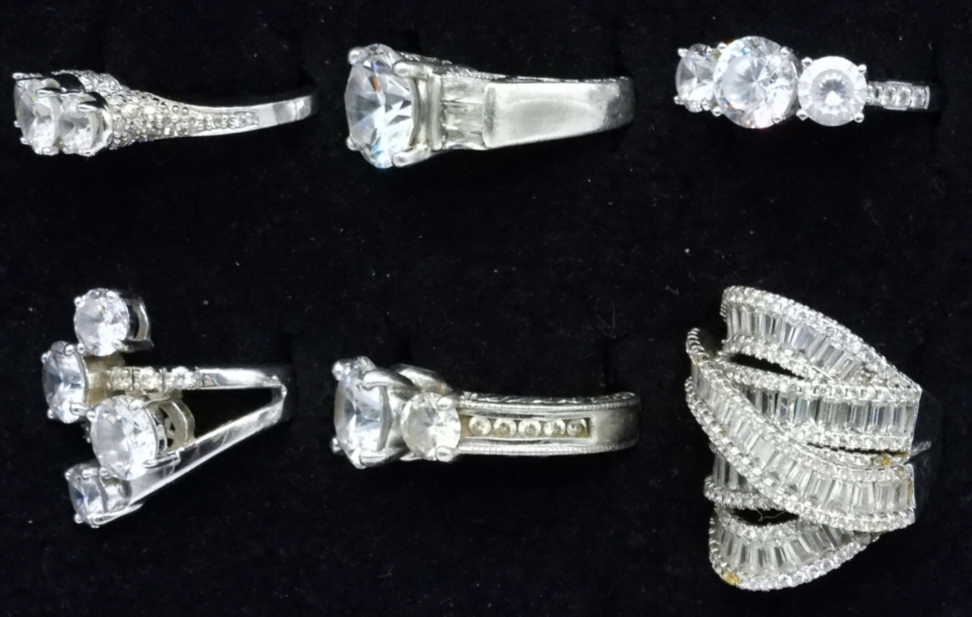 6 Sterling Bridal Style Rings