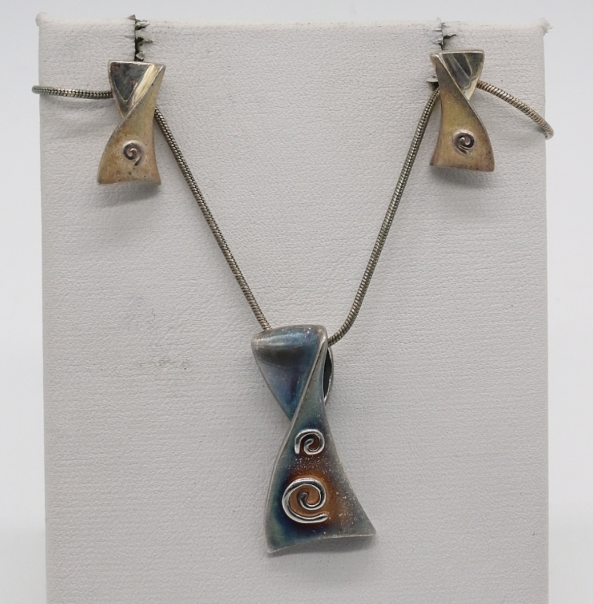 Modernist Sterling Matching Necklace Set