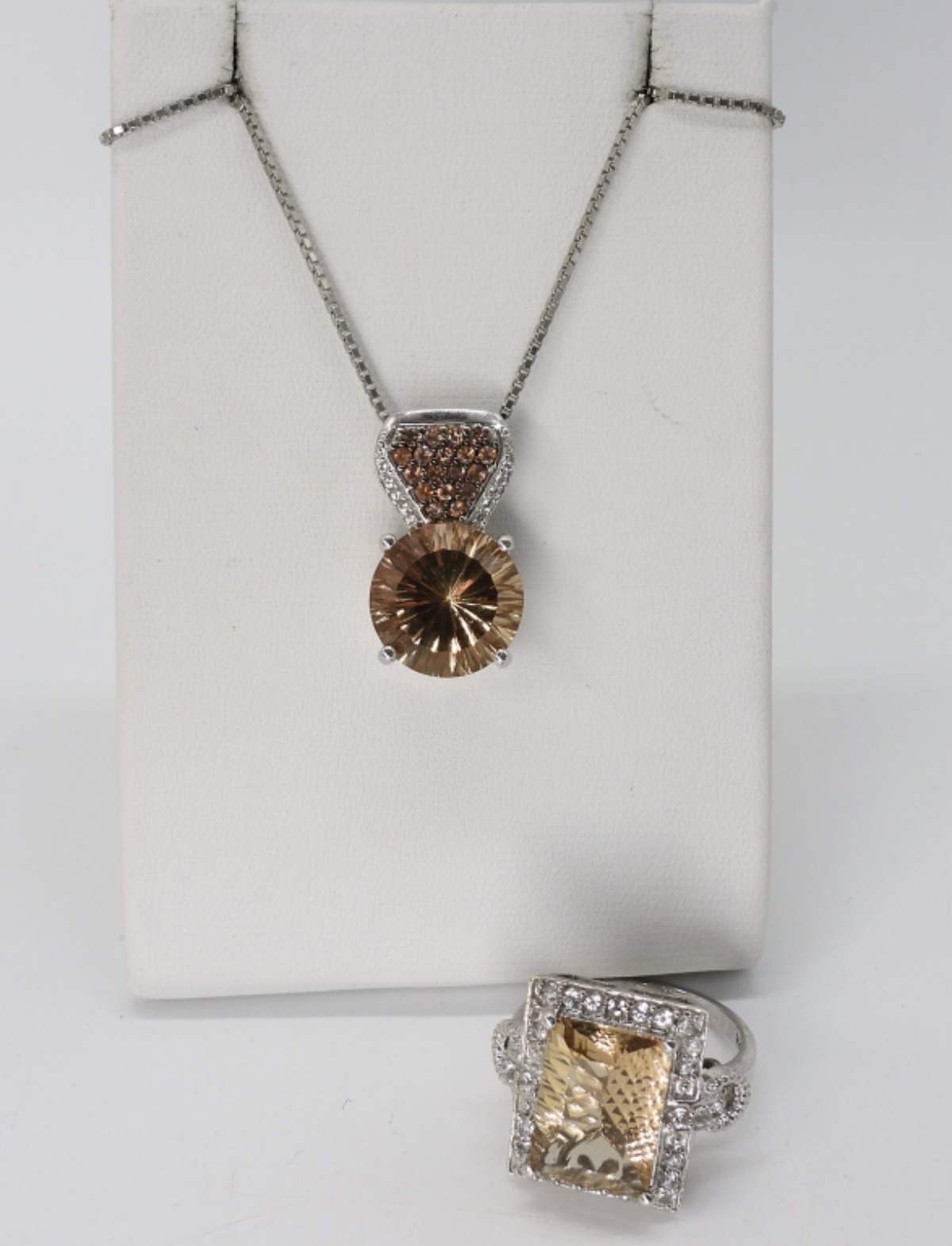 Citrine / Topaz Sterling Ring & Necklace