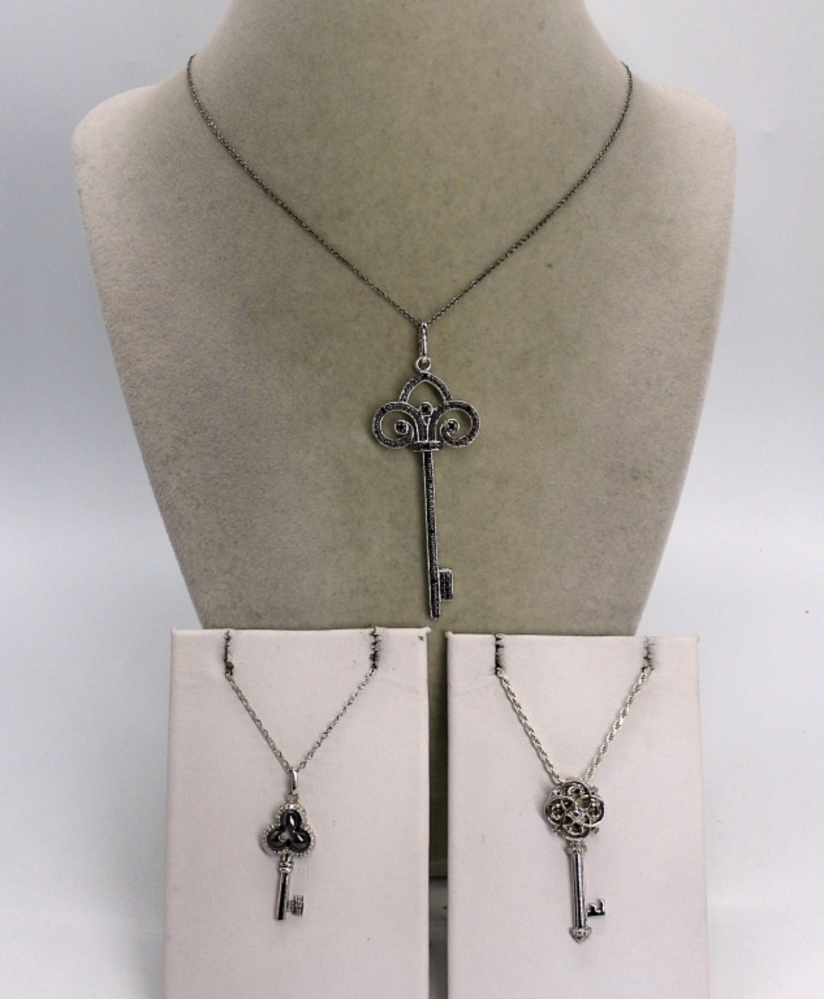 3 Sterling Skeleton Key Necklaces