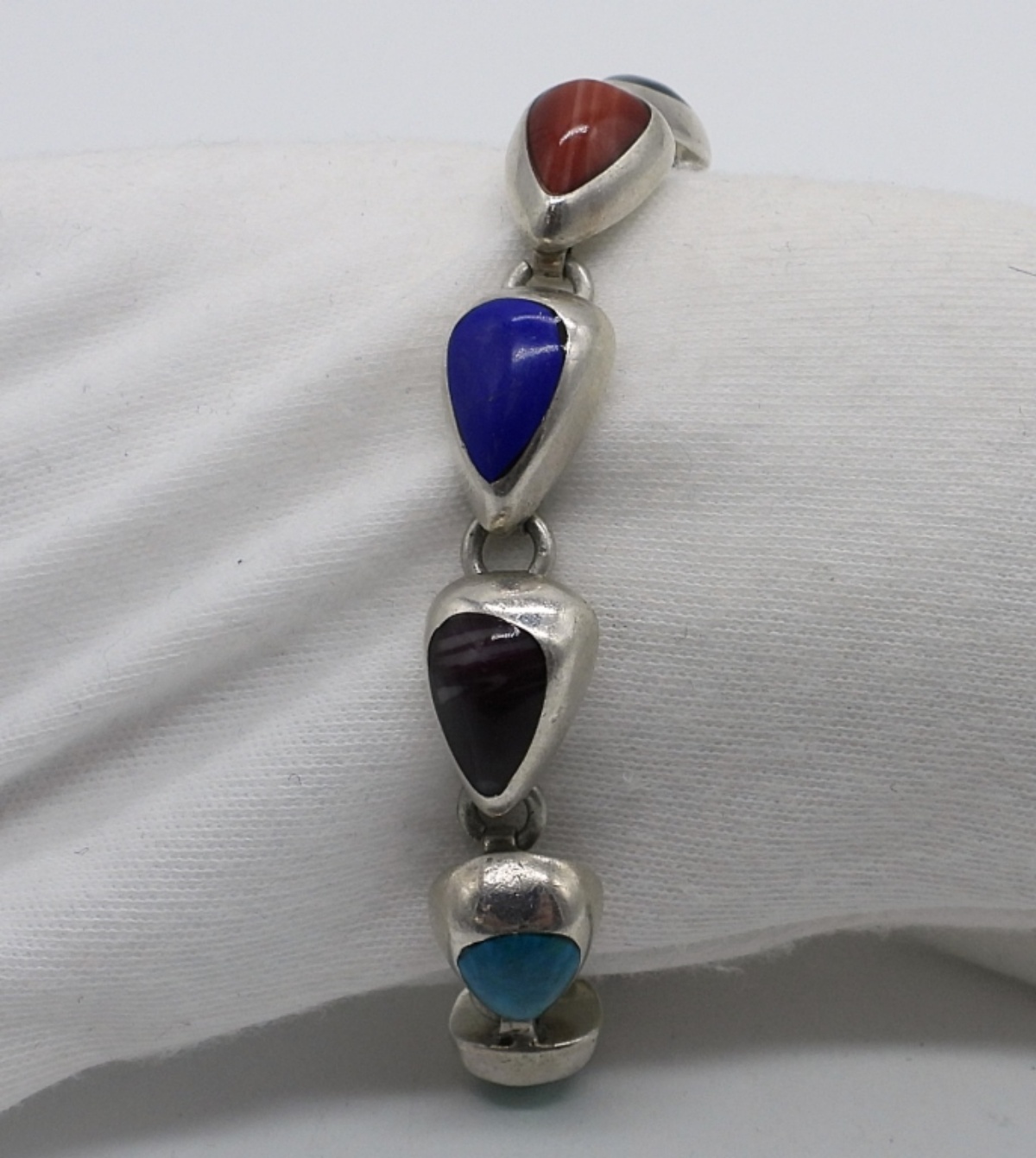 Mexico Sterling Multi Gemstone Bracelet