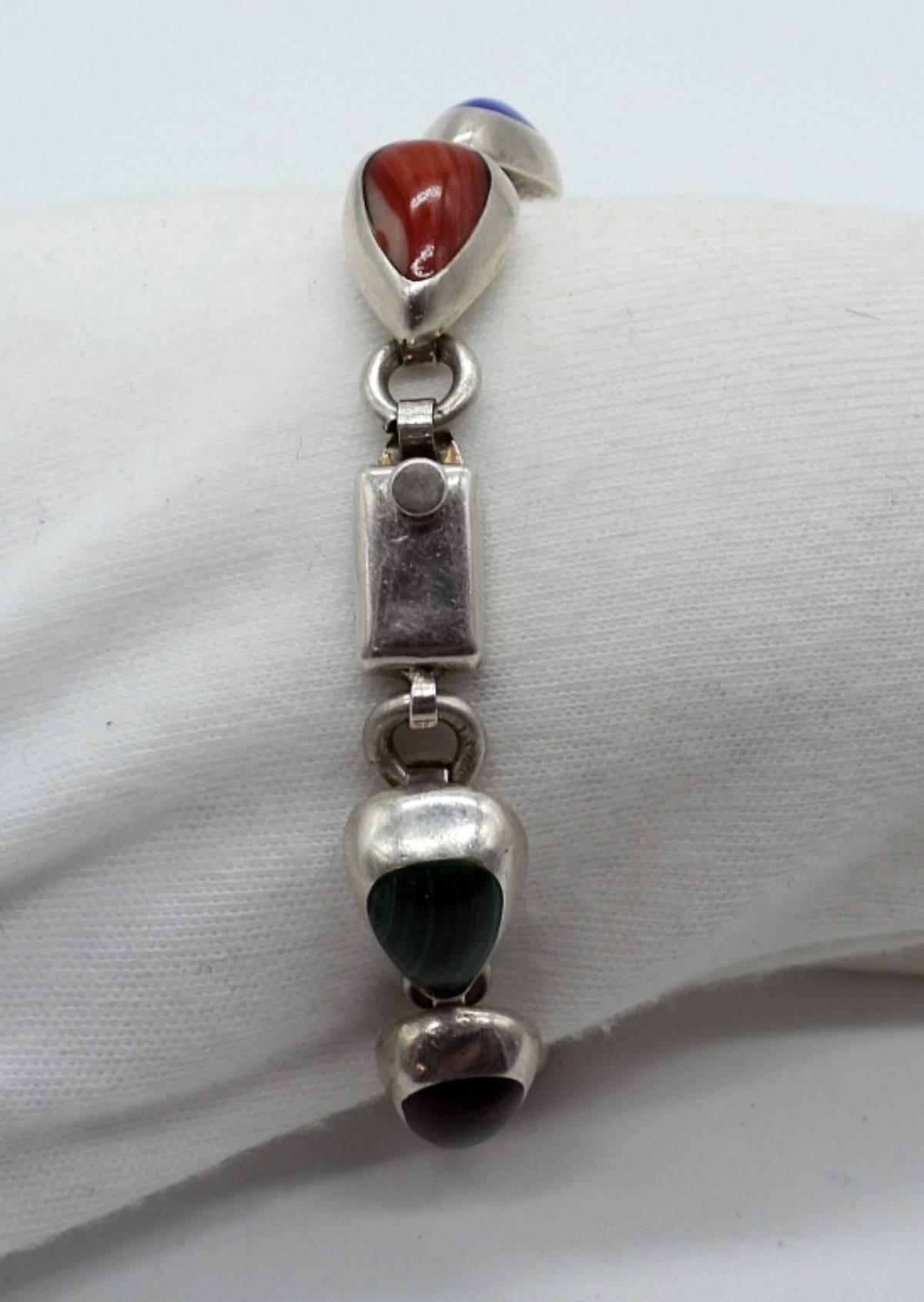 Mexico Sterling Multi Gemstone Bracelet