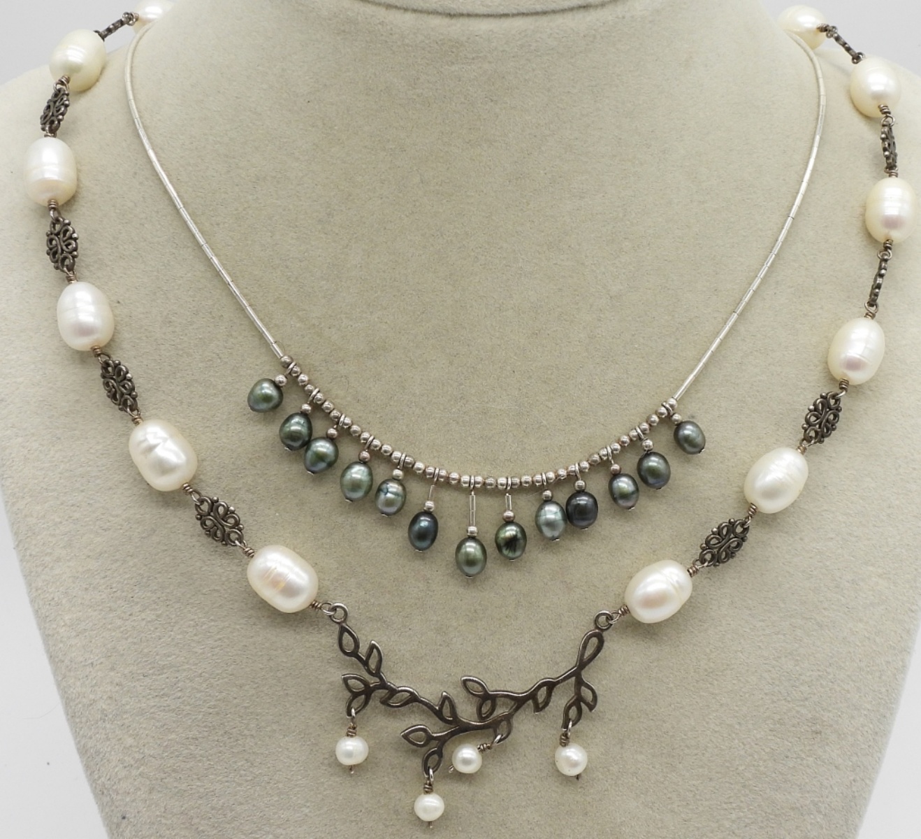 Vintage Sterling Pearl Necklaces & Pins