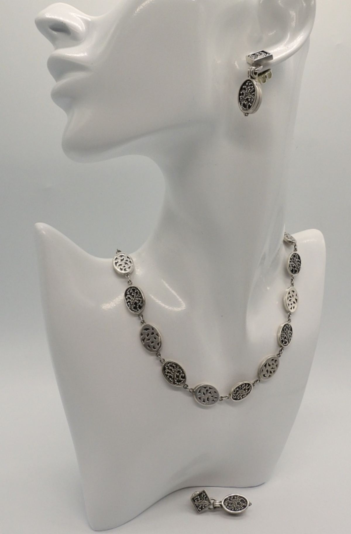 Lois Hill Sterling Filigree Necklace & Earrings