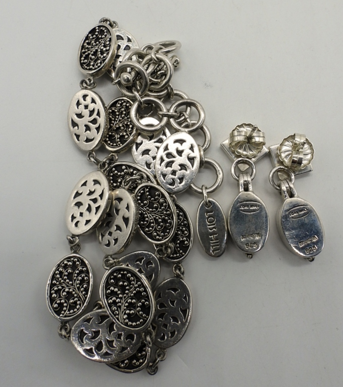 Lois Hill Sterling Filigree Necklace & Earrings