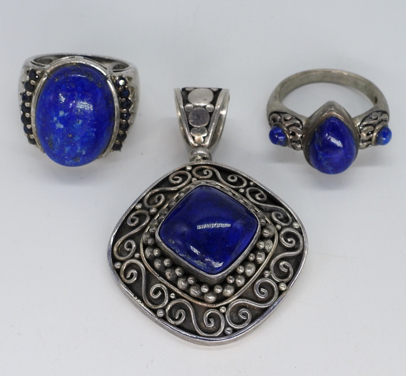 Lapis Lazuli Sterling Rings & Pendant
