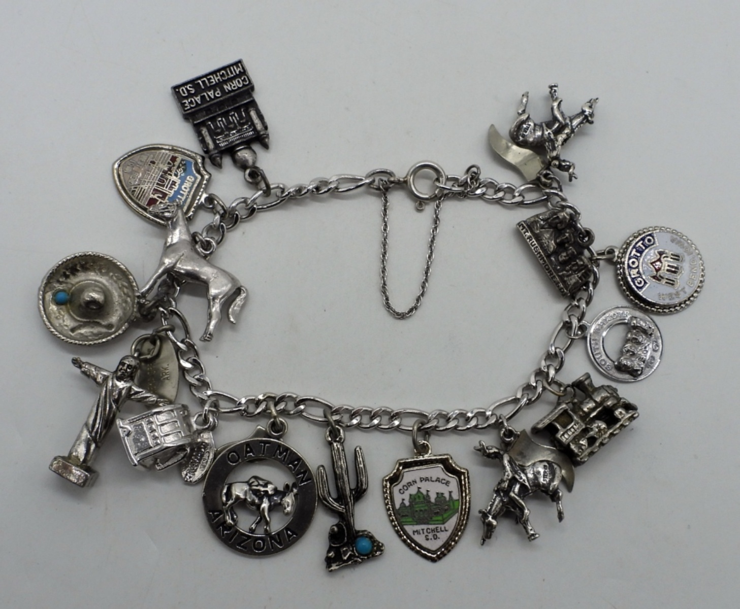 Vintage Sterling Charm Bracelet - 15 Charms