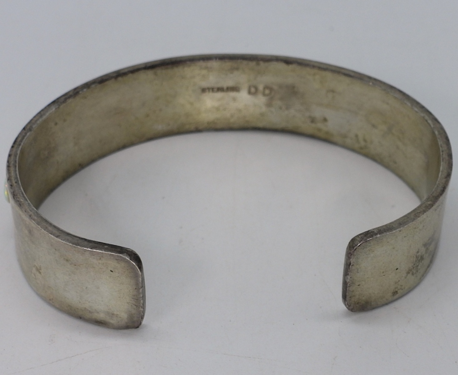 Native America Sterling Opal Cuff Bracelet